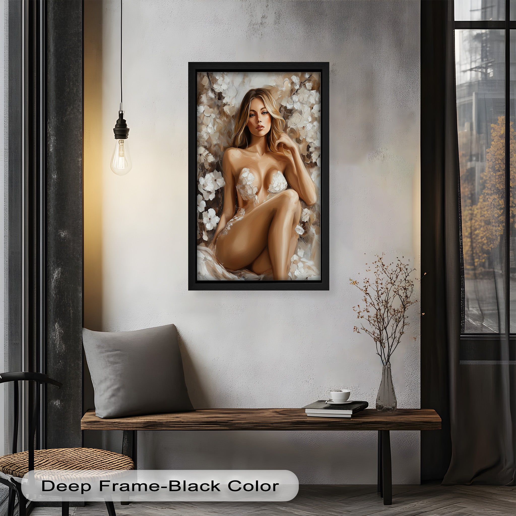 Blossom Muse Romantic Nude Oil Painting - Handmade Canvas Art for Home Decor, Bedroom & Living Room Wall Art