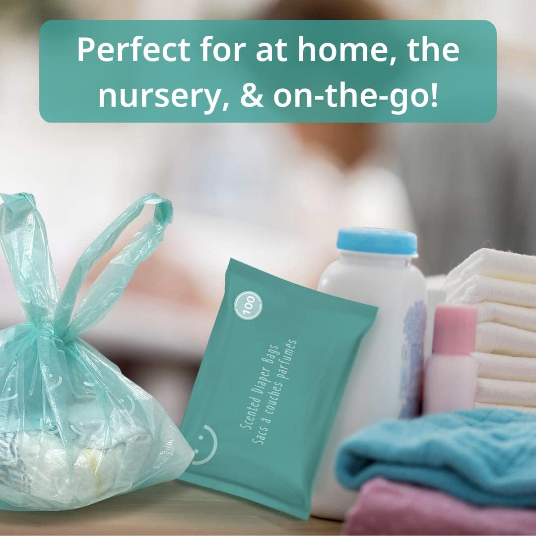 Baby Works - Scented Disposable Diaper Bags (200 Count) | Odor-Neutralizing Baby Powder Scent | Perfect for Diaper Disposal & Pet Waste | Ideal for Travel, Daycare & On-the-Go Parents