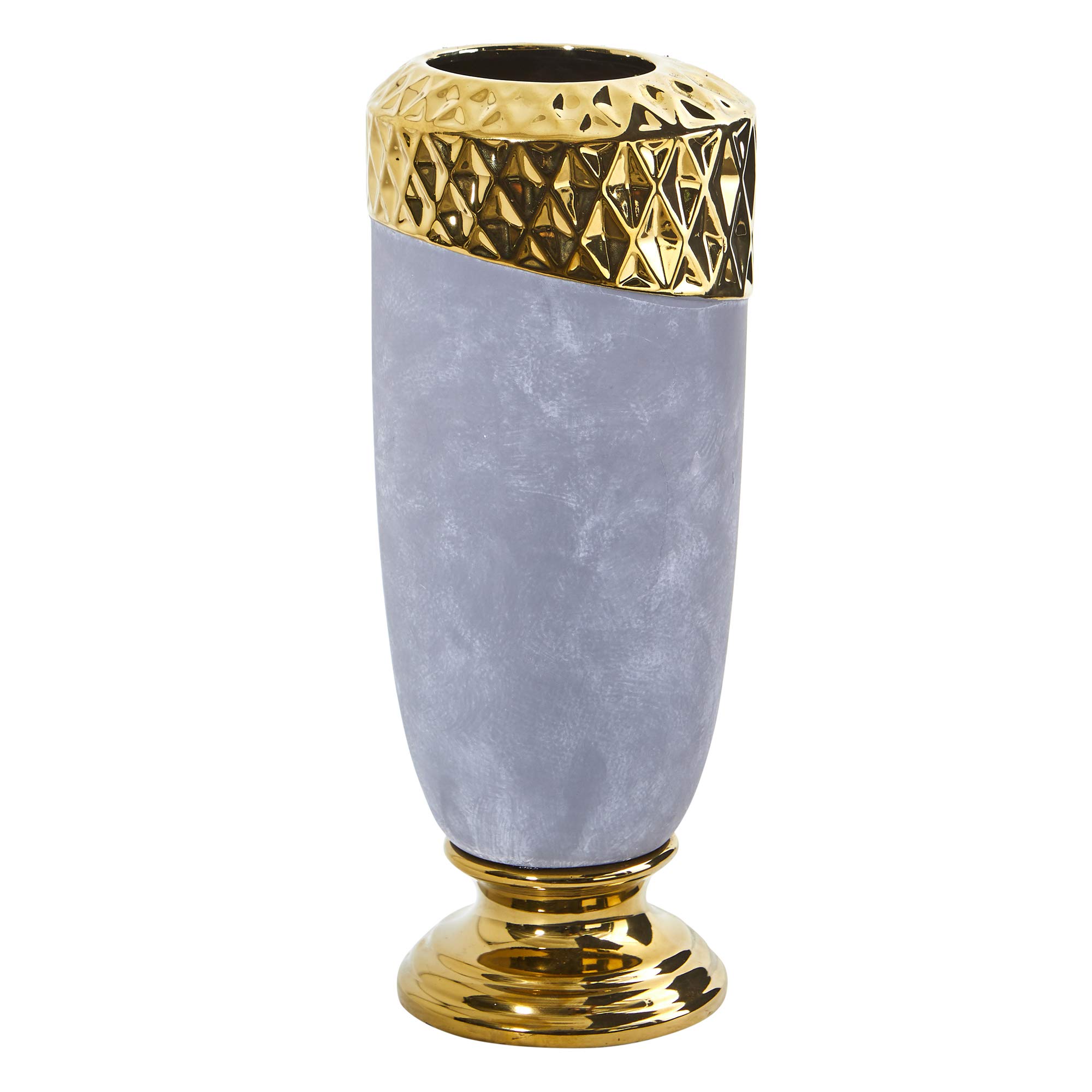 Nearly Natural 11.5 Inch Regal Stone Vase with Gold Accents - Elegant Home Decor for Living Room, Dining Table, Wedding Centerpiece & Office Desk