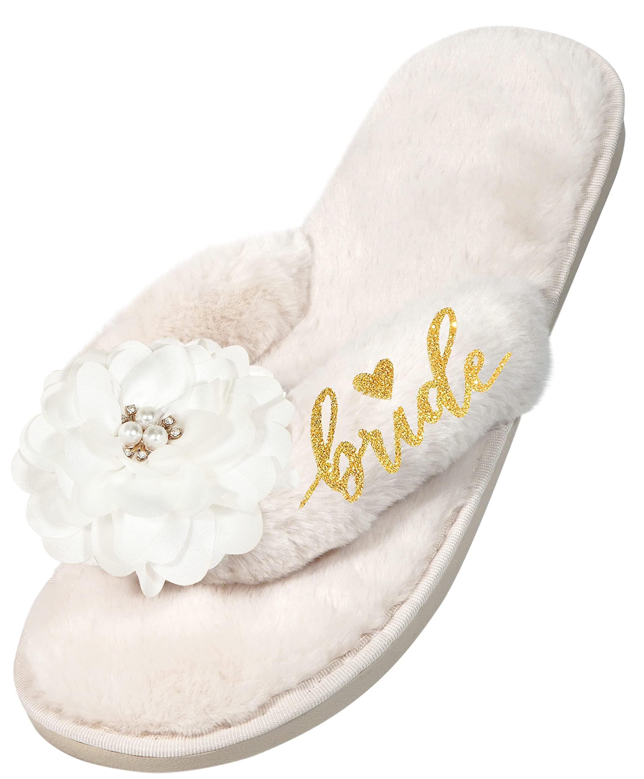 Women's 'I Do' Bridal Slippers - Wedding Shower, Bachelorette Party & Honeymoon Gifts for Bride, Bridesmaids - Comfortable House Shoes for Engagement, Wedding & Special Occasions