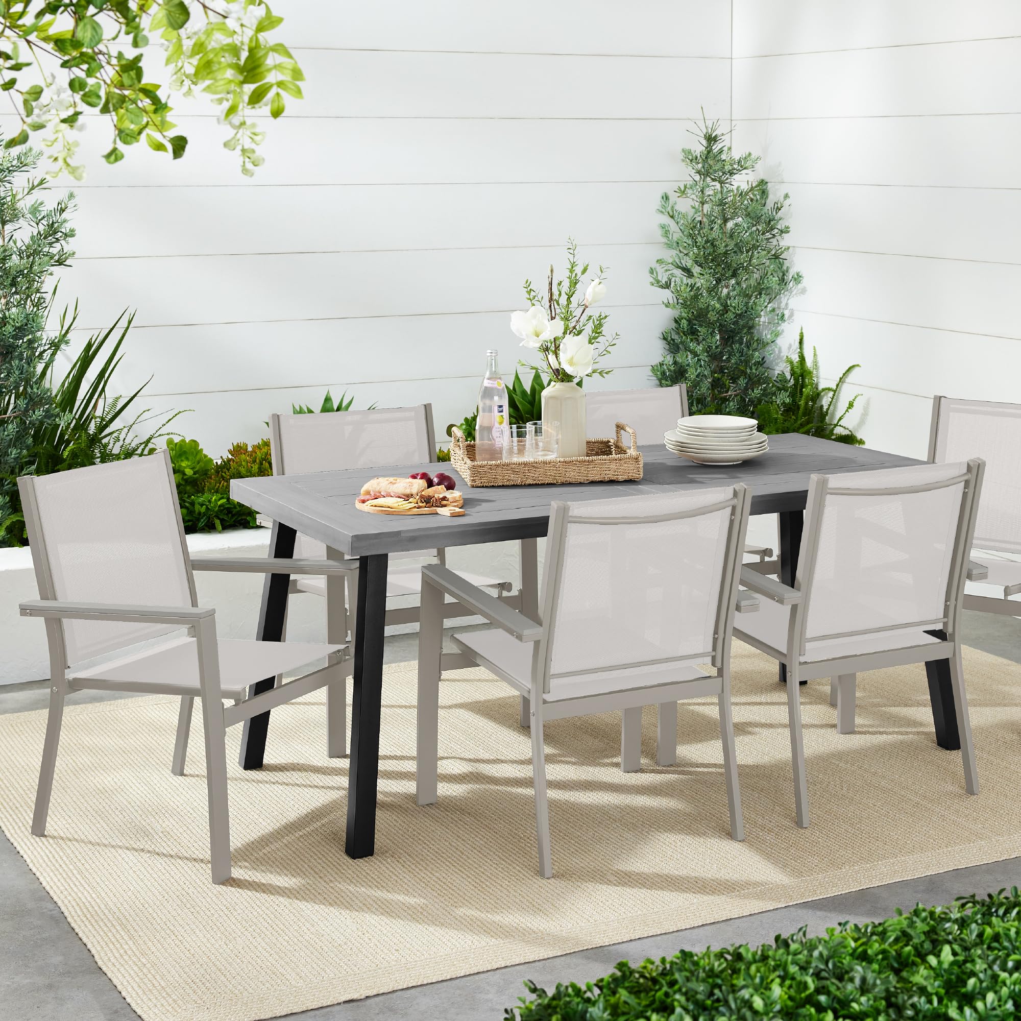 Best Choice Products Set of 2 Stackable Textilene Outdoor Chairs - All-Weather, Gray Conversation & Dining Furniture with Armrests - Perfect for Patio, Poolside, Garden or Backyard Relaxation