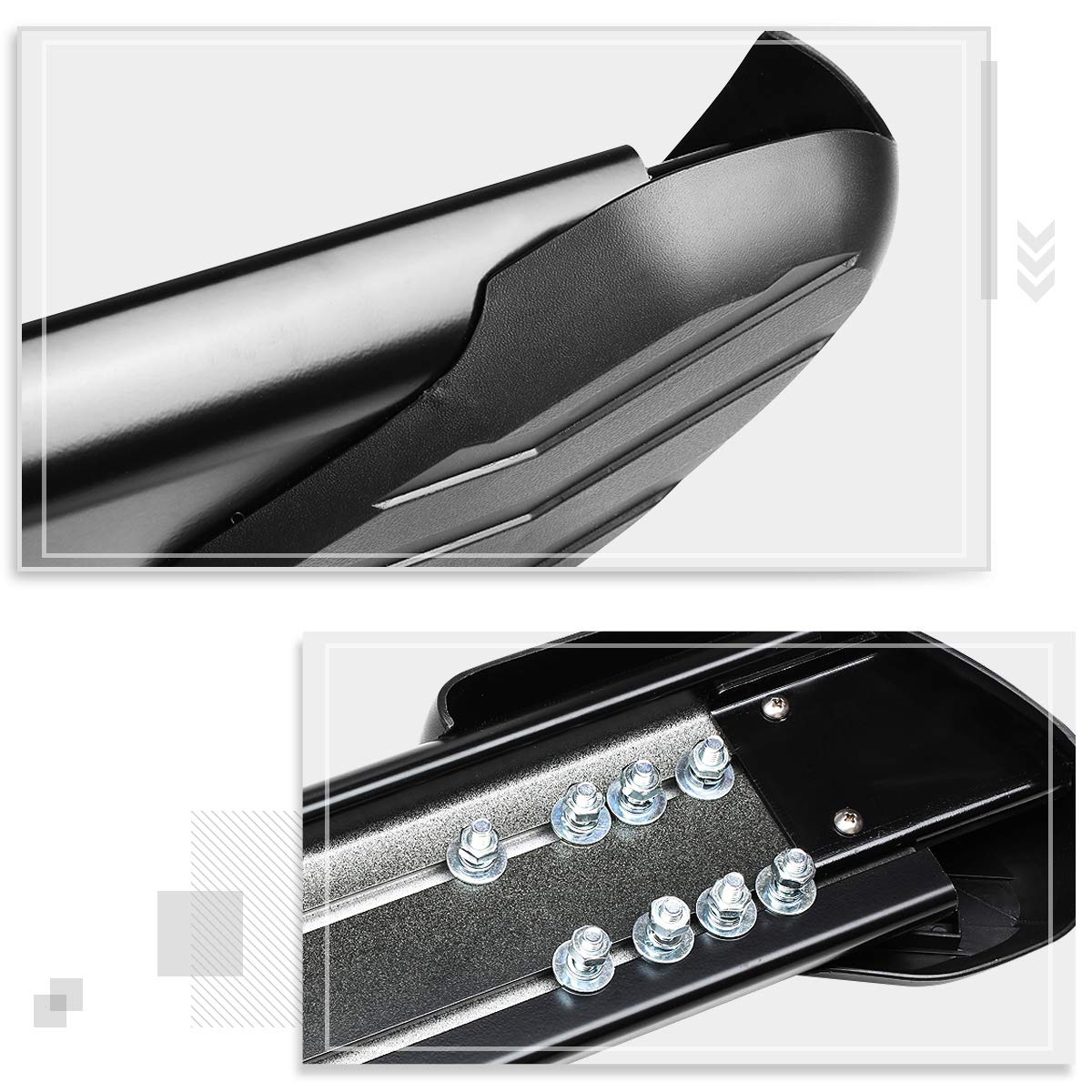 (2Pcs) 5 Inch Aluminum Black Running Boards/Side Steps/Nerf Bars for Toyota Tundra CrewMax Cab 2007-2021 - Heavy Duty Off-Road Protection & Easy Step Access for Trucks, SUVs