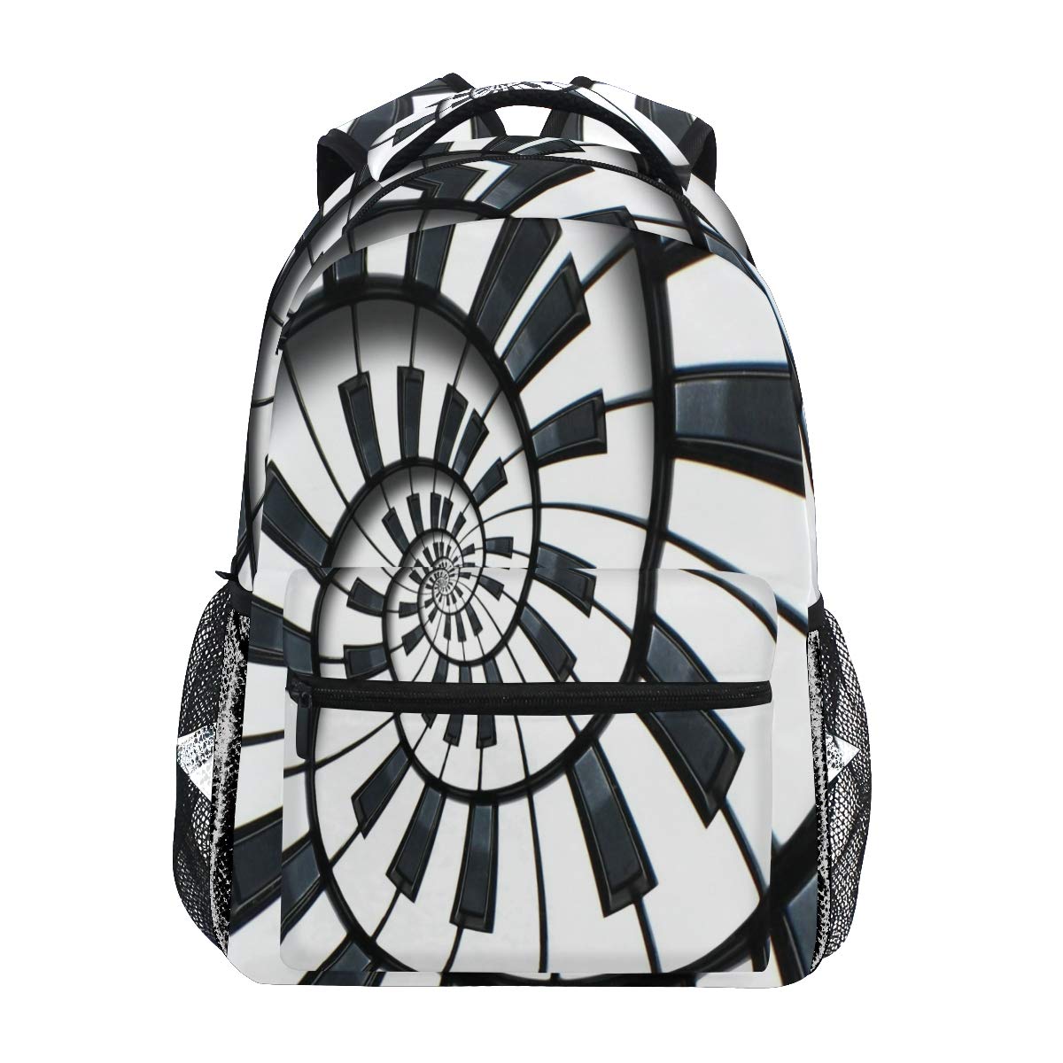 Stylish Mandala Music Piano Keys Backpack for Adults - Durable School, College, Travel & Hiking Daypack with Zipper for Women & Men | Perfect for Campus, Commuting & Outdoor Adventures