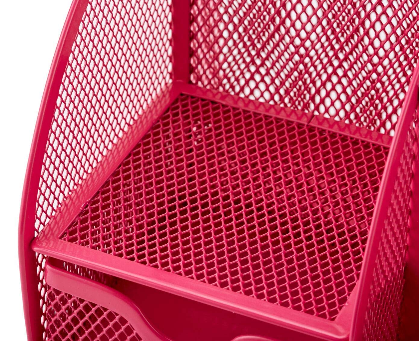 Anova Mesh Desk Organizer with 7 Compartments & Drawer - Pink | Office & Home Storage
