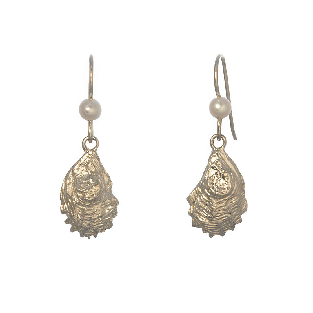 Sterling Silver Oyster Shell Pearl Dangle Earrings for Women - Elegant Beach Wedding Jewelry Gift - Perfect for Bridal, Party & Special Occasions