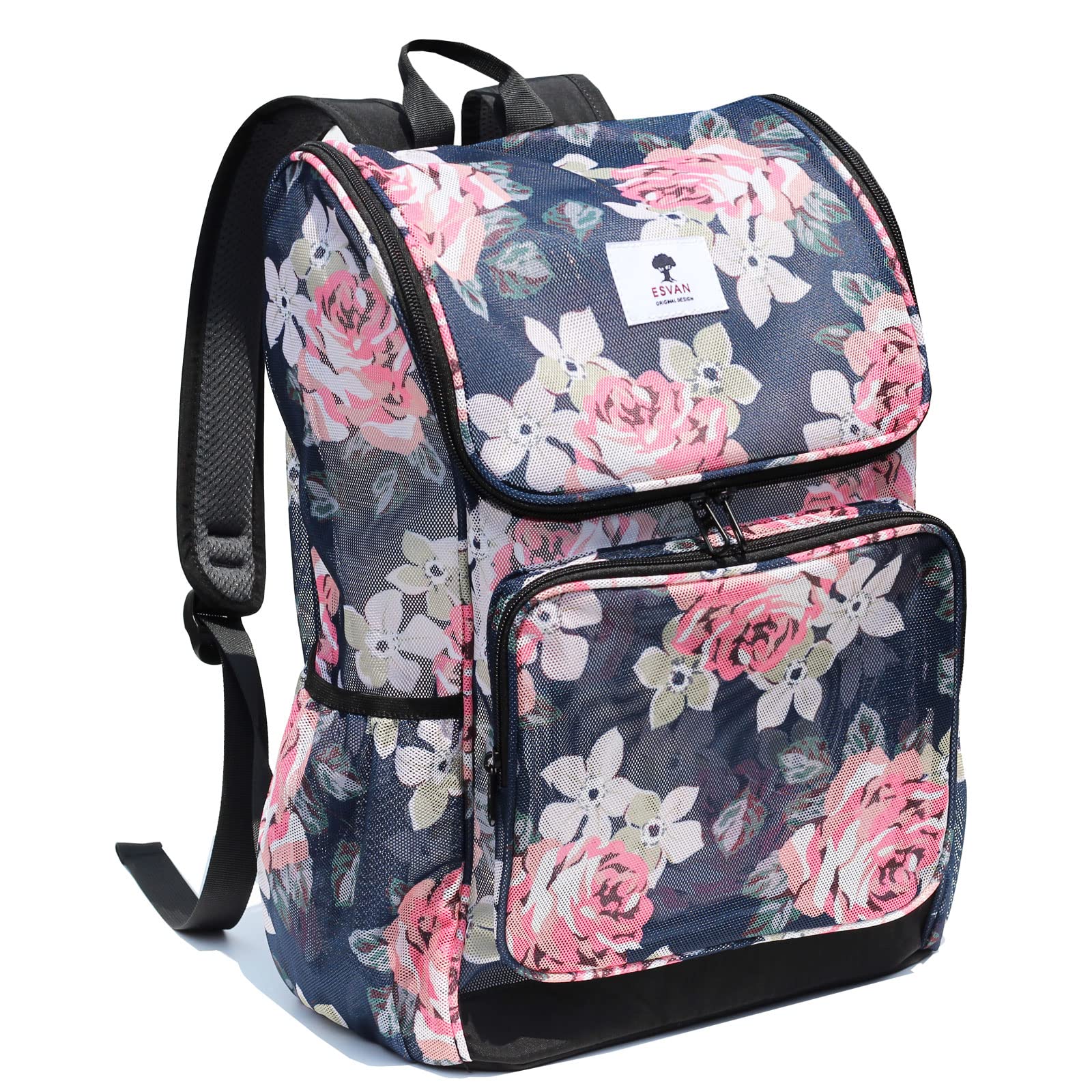 ESVAN Clear Mesh Backpack - See Through Transparent Travel & Gym Bag for Women & Men - Perfect for Beach, Concerts, Stadiums & Airport Security