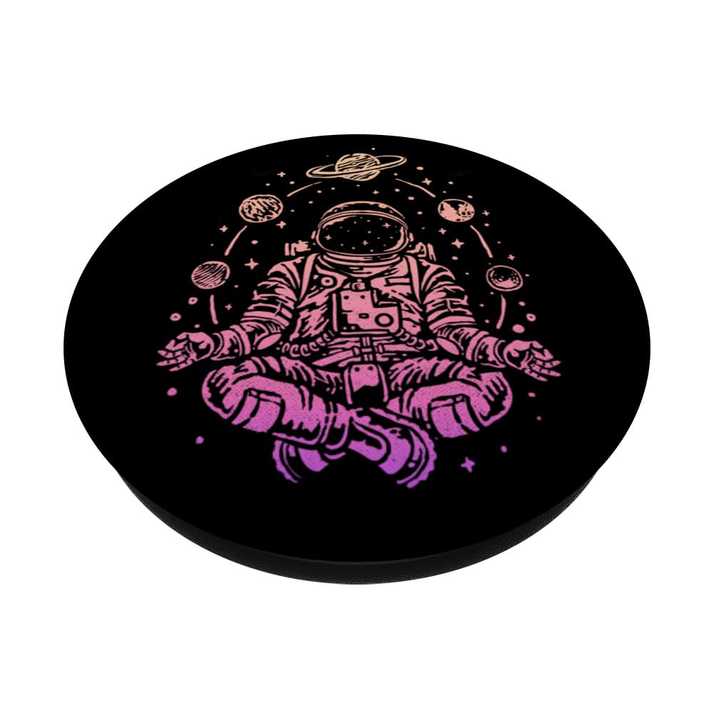 Meditating Astronaut with Planets & Colorful Lotus - Women's Meditation PopSockets Adhesive PopGrip for Yoga, Mindfulness & Phone Grip - Perfect for Yoga Pants, Phone Cases & Daily Meditation