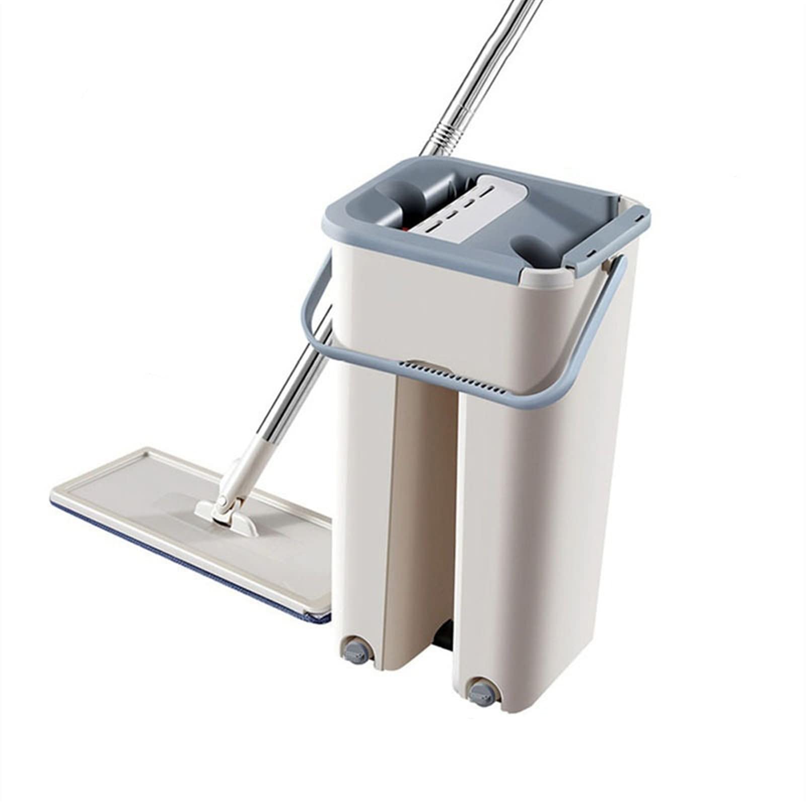**Magic Flat Squeeze Mop and Bucket Set - Microfiber Floor Cleaning Mop for Home, Kitchen & Hardwood Floors - Hands-Free Washing with Rag Pads - Ideal for Quick and Easy Floor Cleaning**