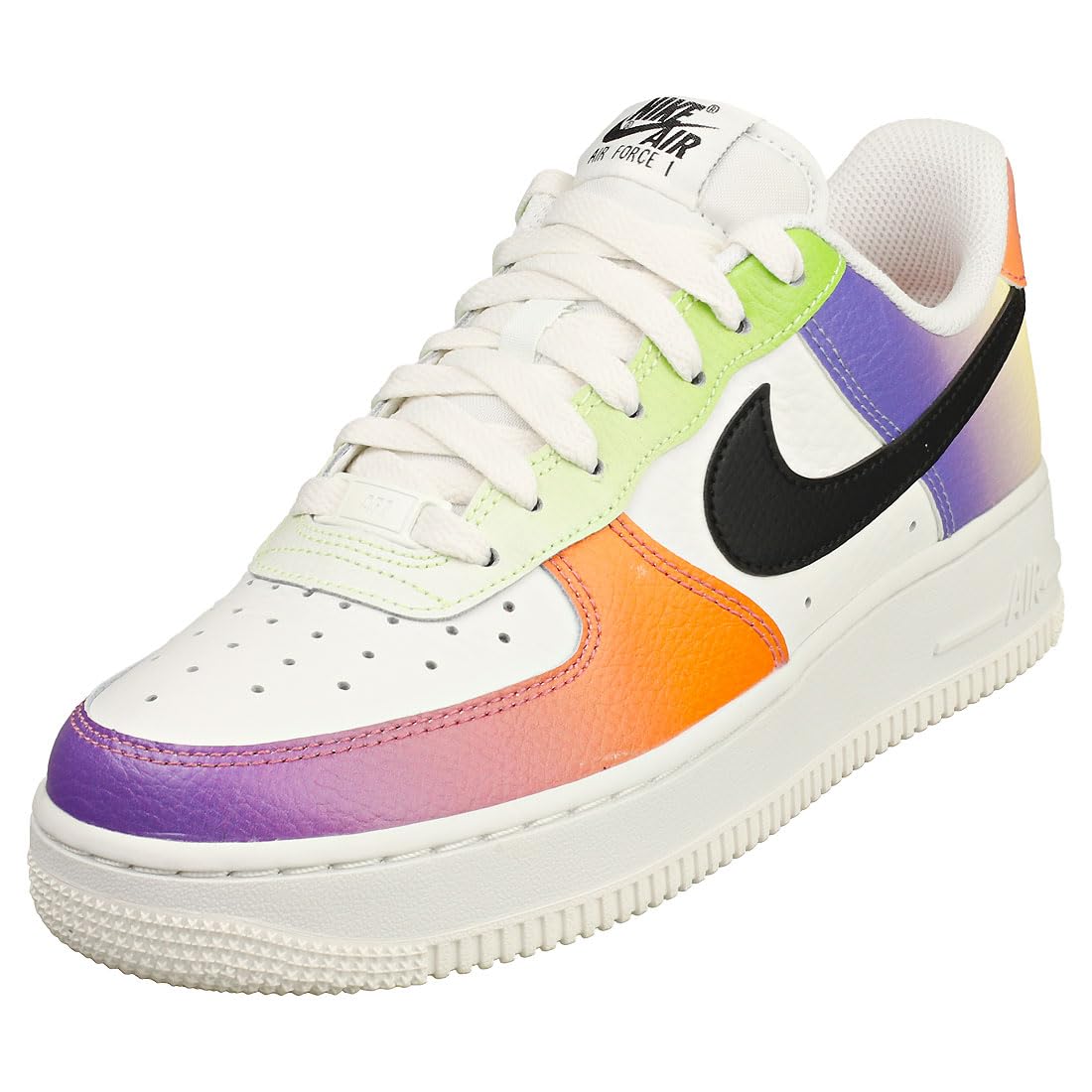 Nike Air Force 1 Low Women's '07 Sneakers - Summit White/Black with Multicolor Tie Dye Design | Size 6.5 | Perfect for Casual Wear, Street Style & Everyday Fashion