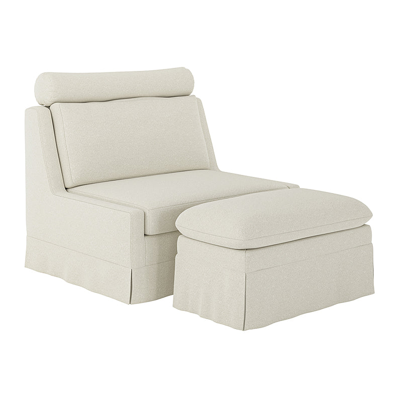 Tobias Modern Style 45W Slipcovered Living Room Chair with Ottoman - Comfortable Lounge Chair for Living Room, Bedroom & Office