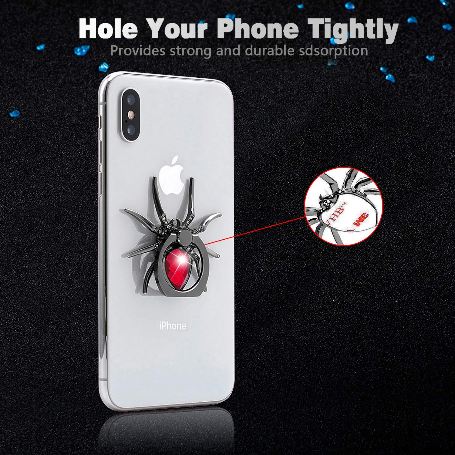 360° Rotating Phone Ring Holder Stand - Universal Spider Finger Kickstand with Polished Metal Grip for iPhone, Samsung & Smartphones (Red) - Perfect for Selfies, Watching Videos & Secure Phone Handling