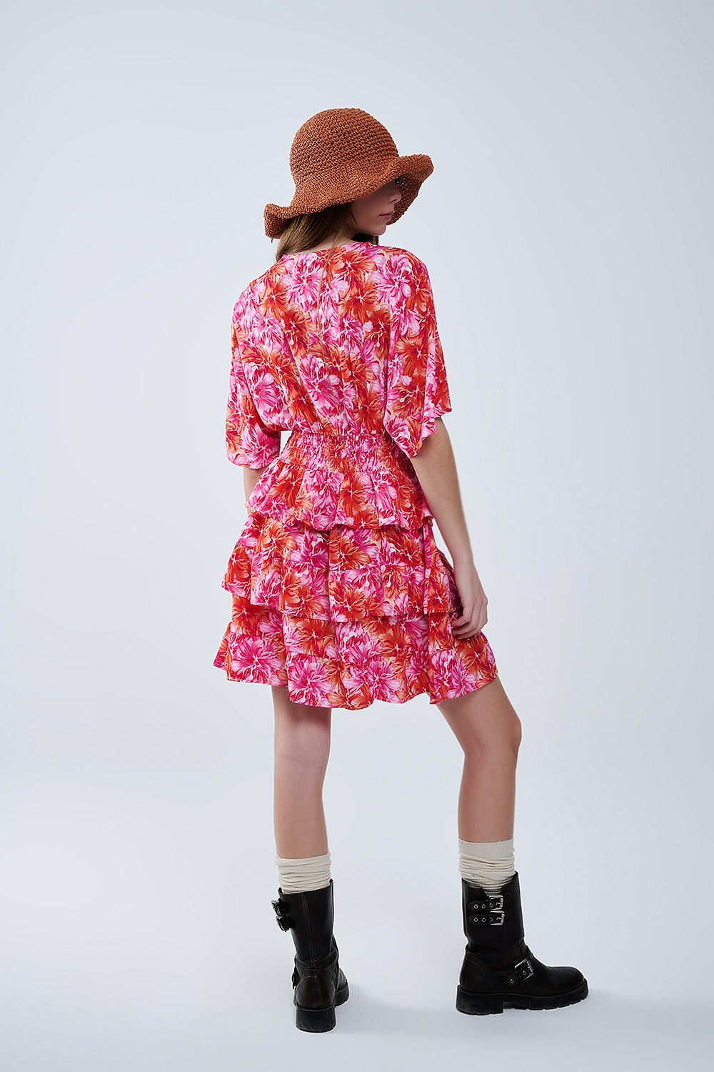 Floral Print Robe in Pink, Orange & Red Tones - Perfect for Summer Dresses, Beach Cover-Ups & Boho Fashion