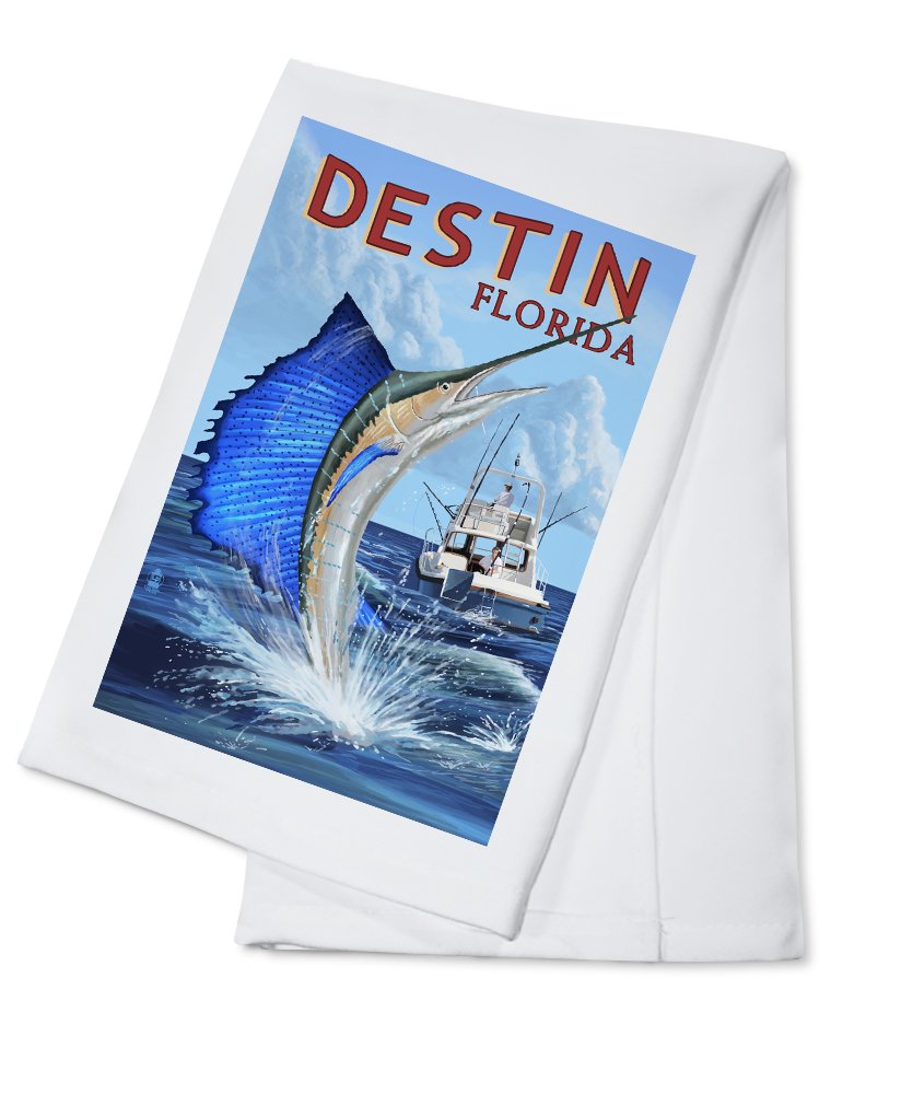 Florida Sailfish 100% Cotton Tea Towel - Decorative Hand Towel for Kitchen & Home - Perfect for Dish Drying, Gift Giving & Coastal Decor