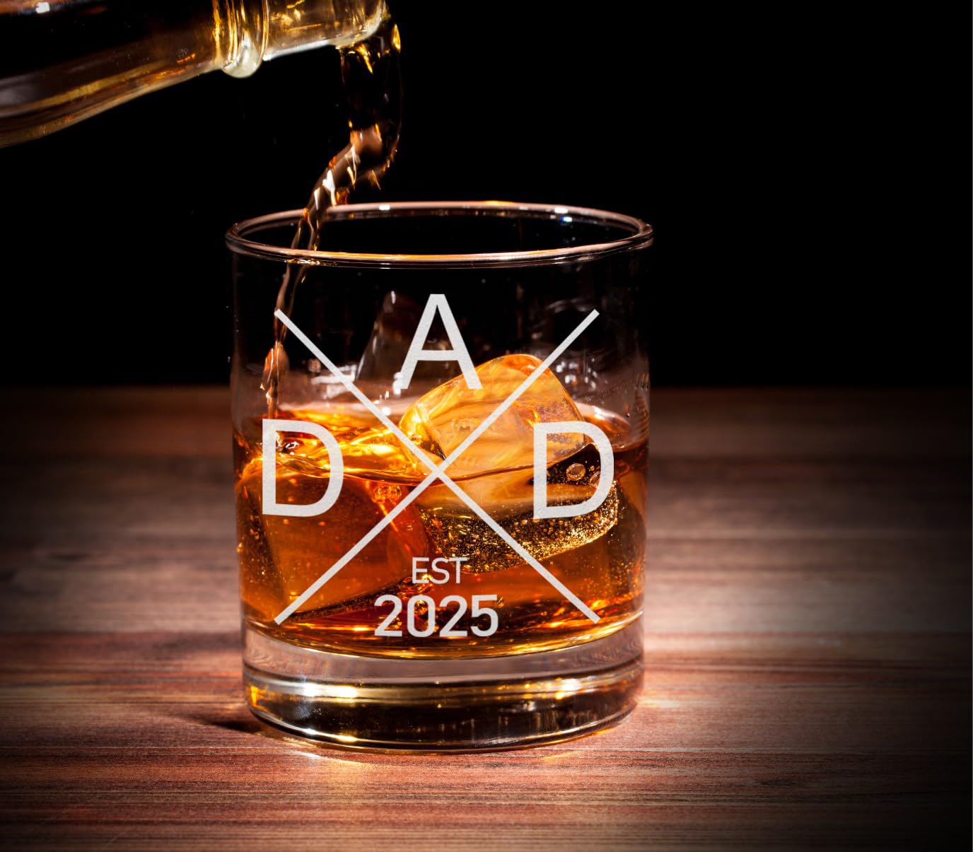 Personalized Whiskey Glass for New Dad - Engraved 'Established 2025' Pregnancy Announcement Gift - Perfect for First-Time Fathers, Baby Shower & Father's Day Celebrations