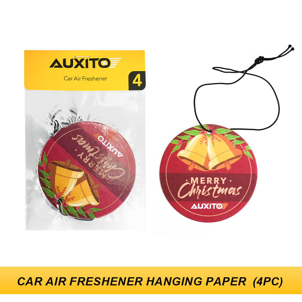 AUXITO Long Lasting Car Air Freshener Hanging Paper - 4 Pack Sandalwood, Bergamot & Lemon Scent | Eliminate Odors for Fresh Car Interior | Perfect for Vehicles, Offices & Small Spaces