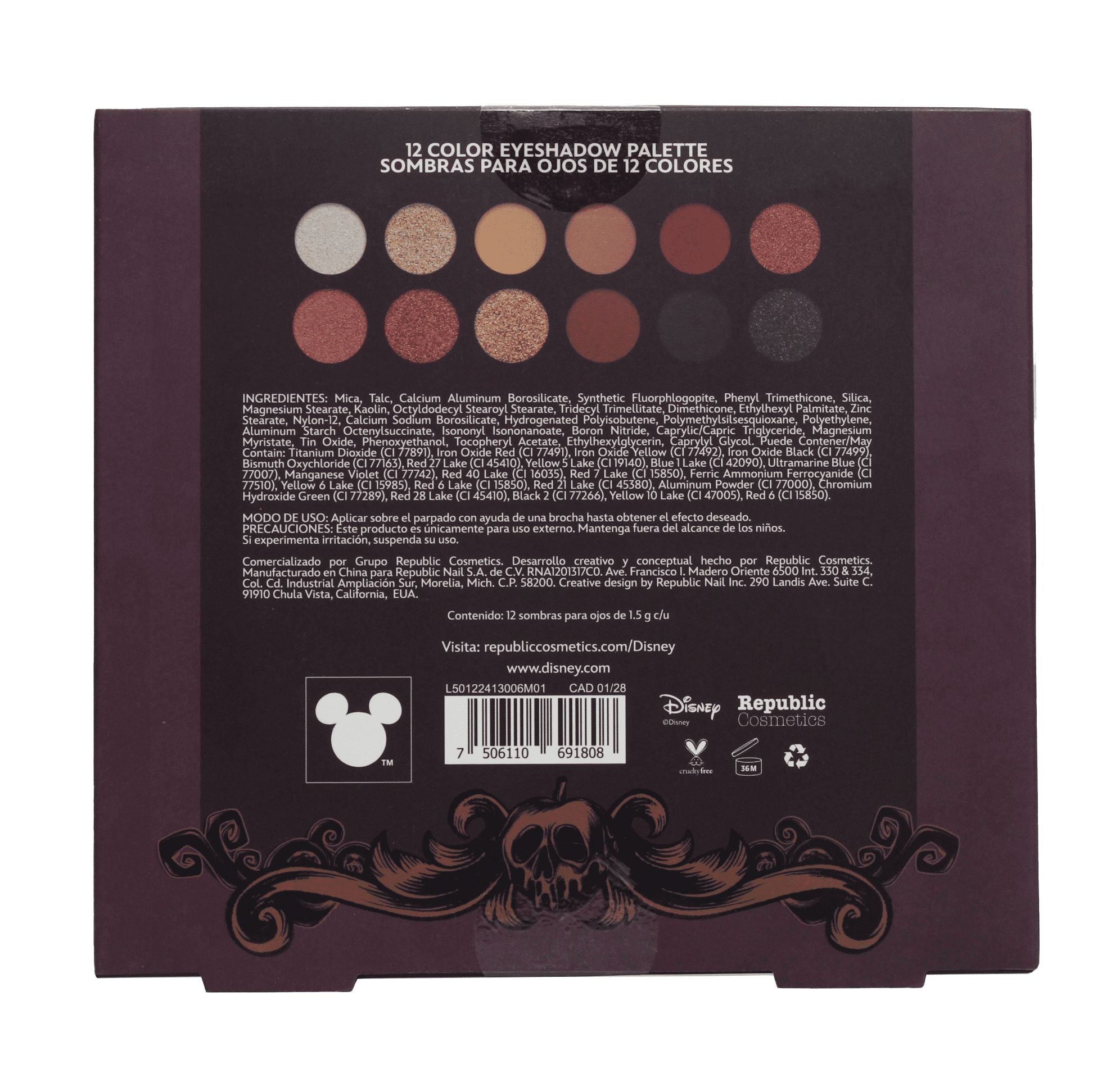 Villainous Metallic Eyeshadow Palette Set - 12 Highly Pigmented Shades for Dramatic & Glamorous Makeup Looks | Perfect for Halloween, Cosplay & Evening Events