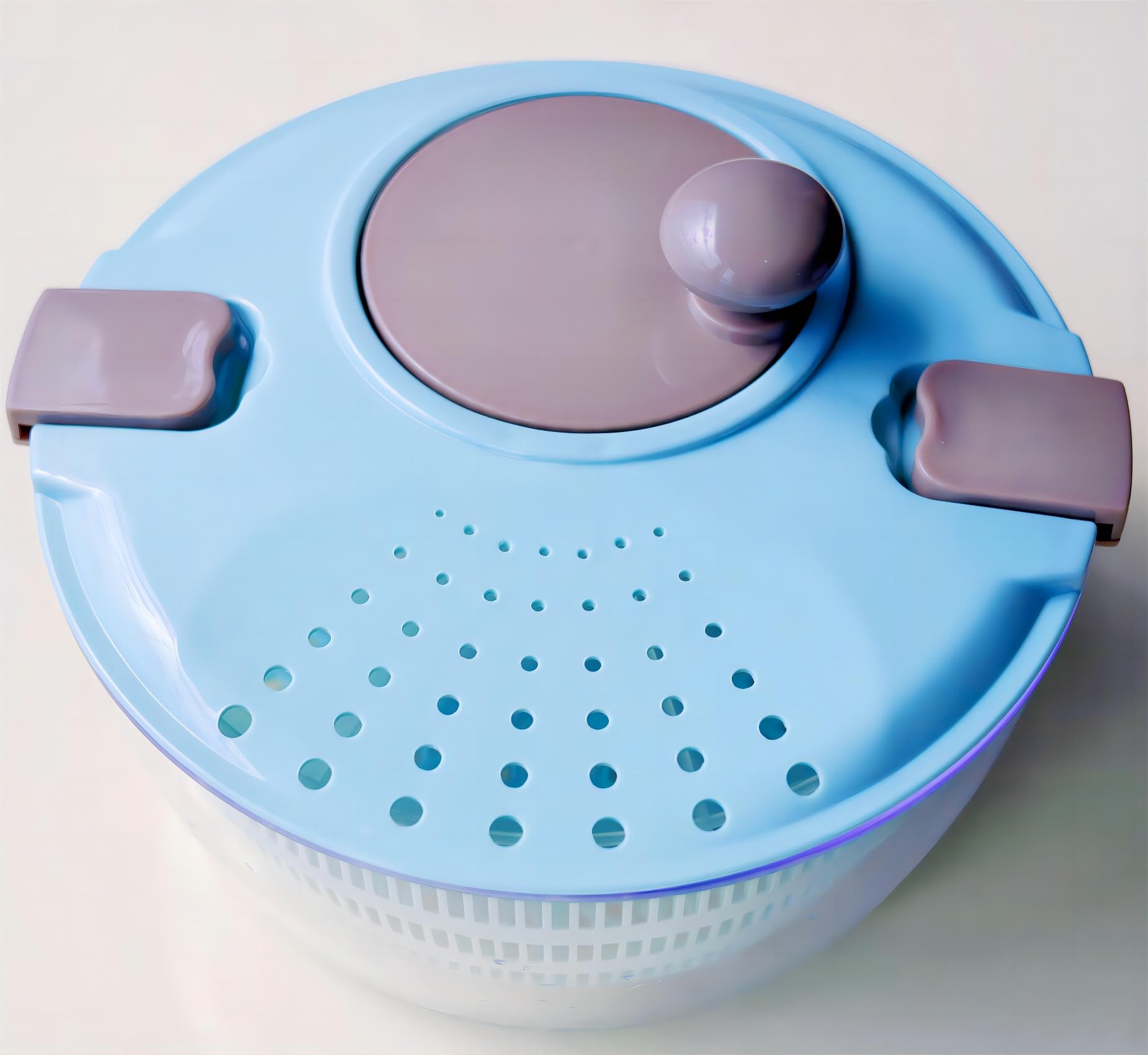 Premium Salad Spinner 4.2QT - Efficient Wash, Spin & Dry Greens, Fruits & Vegetables - BPA-Free Kitchen Tool (Coffee Blue) - Perfect for Meal Prep, Healthy Eating & Fresh Salads