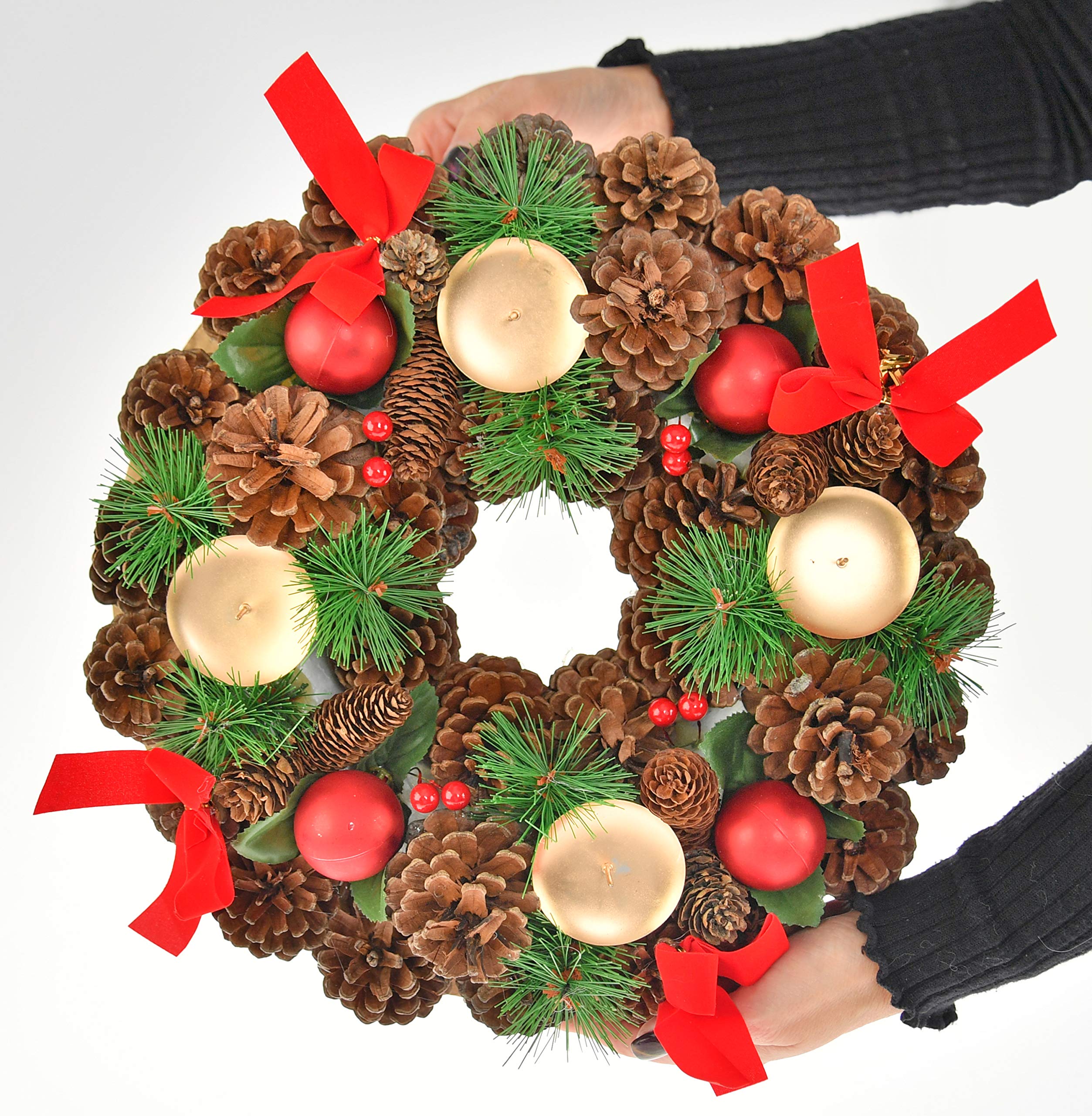 Home-X Christmas Wreath Candle Holder - 13