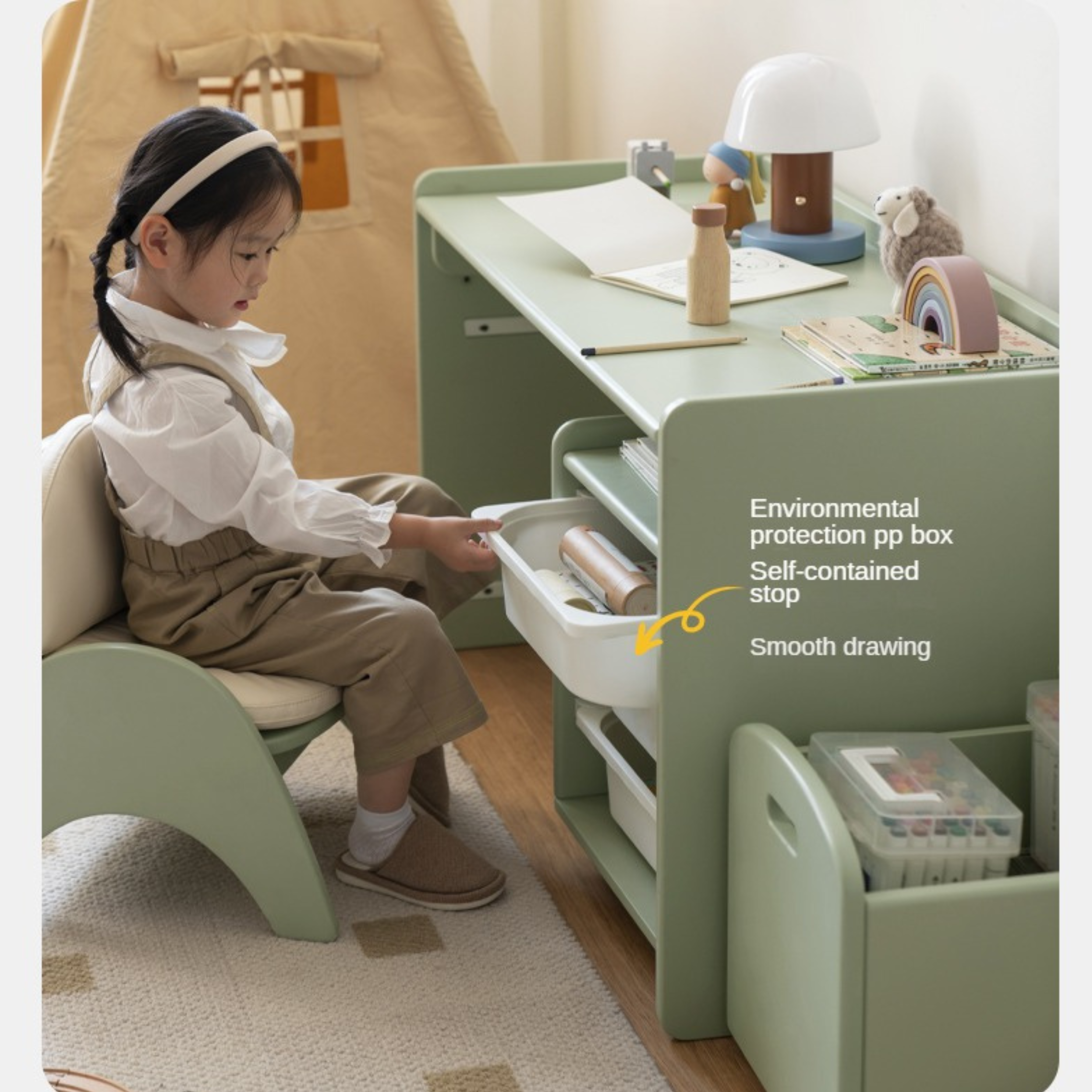 Solid Wood Kids Lift Top Desk with Storage - Study Table & Organizer for Children's Room, Homework, and Crafting