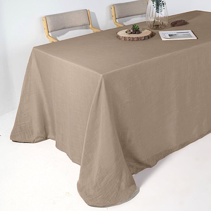 90x132 Inch Rectangular Premium Faux Burlap Polyester Tablecloth - Washable & Wrinkle-Resistant for Dining Tables, Parties, and Home Decor