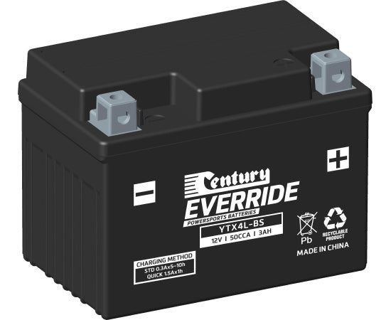 Century YTX4L-BS Motorbike Battery - High Performance Replacement for Motorcycles, ATVs, and Scooters - Perfect for Off-Road Adventures and Daily Commuting