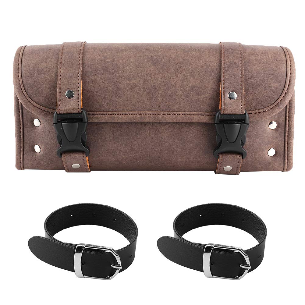 YUANJS Vintage PU Leather Motorcycle Side Saddle Bags - Universal Tool Storage Pouch for Harley, Honda, Yamaha - Waterproof Organizer for Road Trips & Daily Commuting