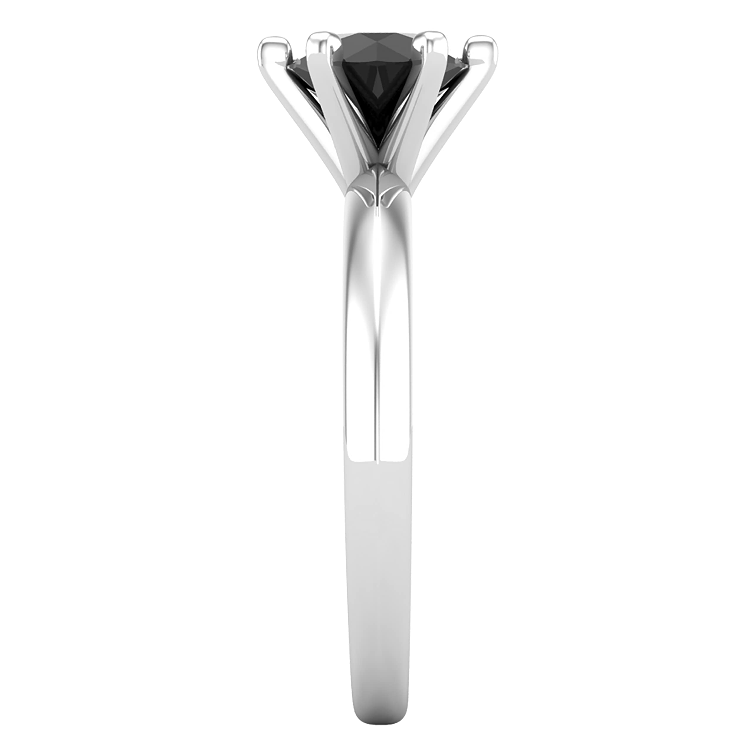 18K White Gold Round Black Diamond Solitaire Engagement Ring for Women - Dazzlingrock Collection | Perfect for Proposals, Anniversaries & Special Occasions