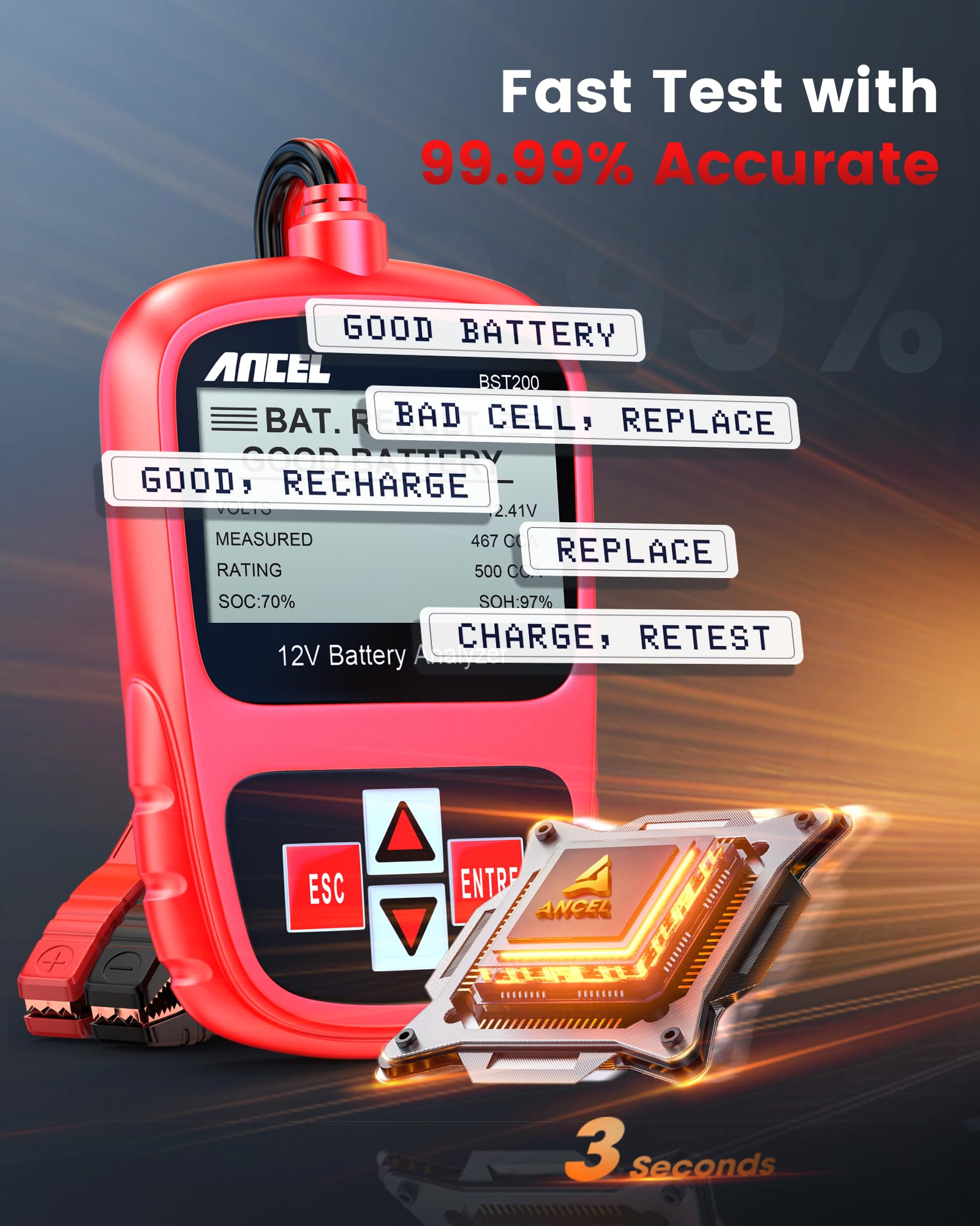 ANCEL BST200 12V Car Battery Tester & ANCEL BM700 BMW OBD2 Scanner Diagnostic Tool - Perfect for Vehicle Maintenance, Auto Repair Shops & DIY Car Diagnostics