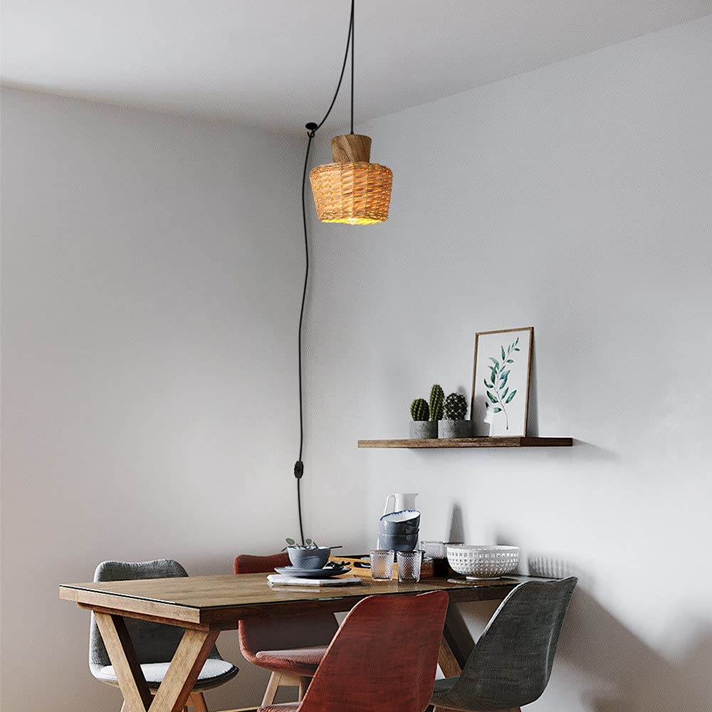 Kiven Dimming Pendant Light - Handmade Bamboo Garden Lamp, Nordic INS Style for Teahouse, Bar, Homestay, Bedroom, and Bedside Decoration with Antique Charm, Perfect for Cozy Ambiance and Relaxing Spaces