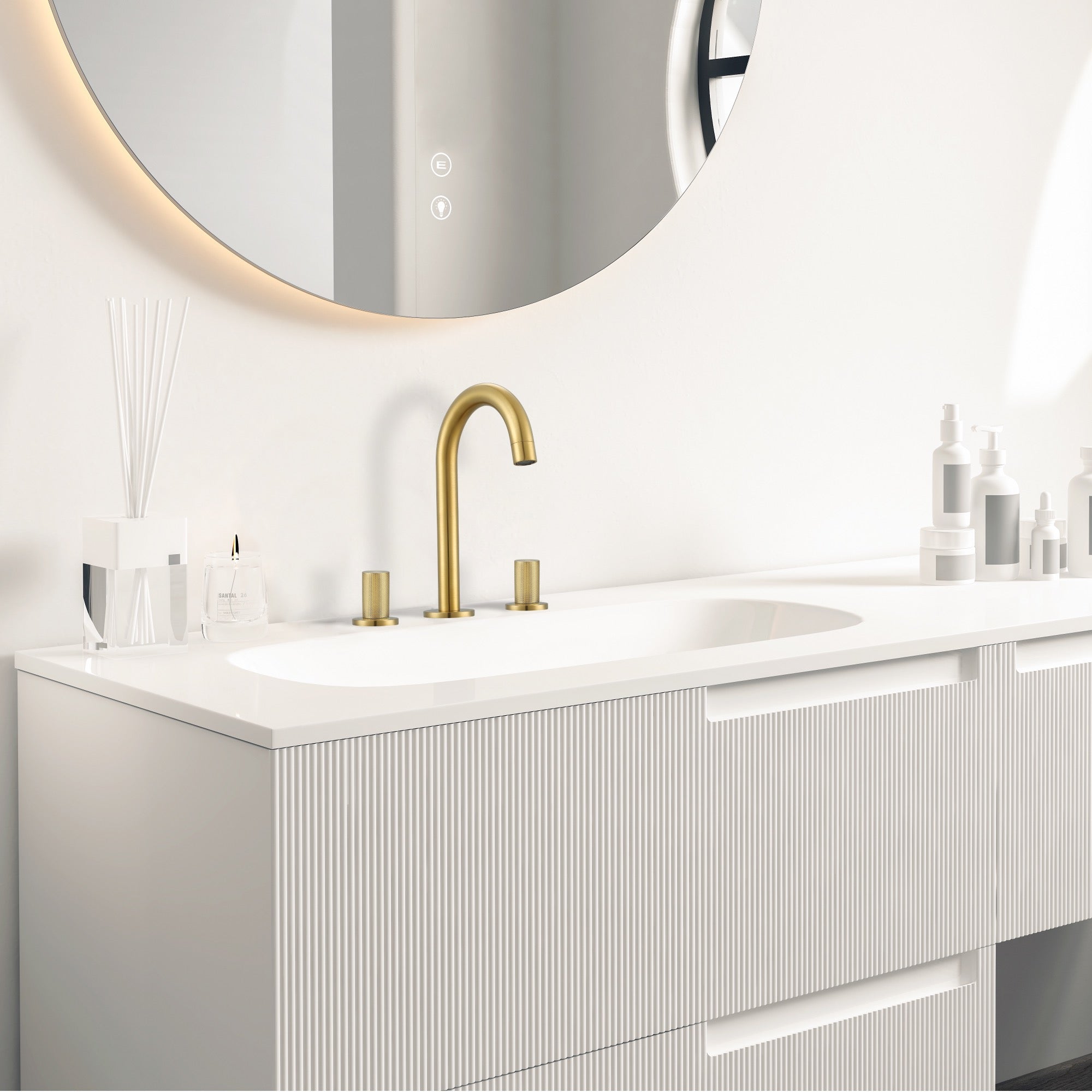 Ancona Industria Series Widespread Bathroom Faucet in Brushed Gold - Modern Luxury Fixture for Vanity Sinks & Powder Rooms
