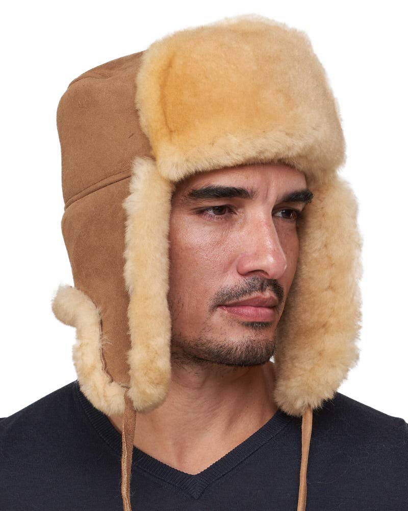 Premium Yukon Sheepskin Russian Ushanka Hat - Winter Fur Trapper Hat for Men & Women - Extreme Cold Weather Accessory for Snowboarding, Skiing, and Arctic Adventures