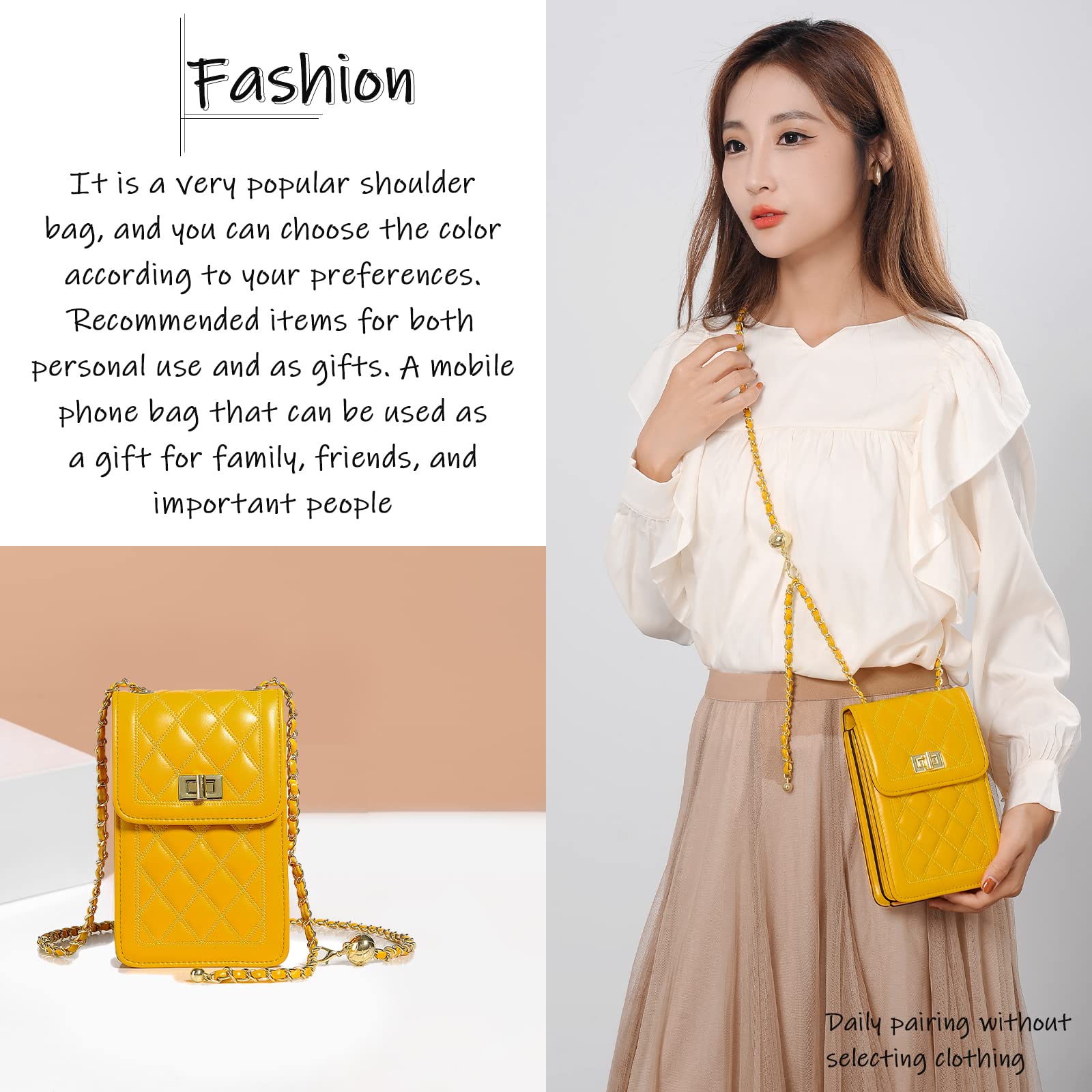 FSD.WG Women's Small Crossbody Leather Phone Purse - Mini Messenger Shoulder Bag with Wallet - Perfect for Daily Use, Travel & Shopping