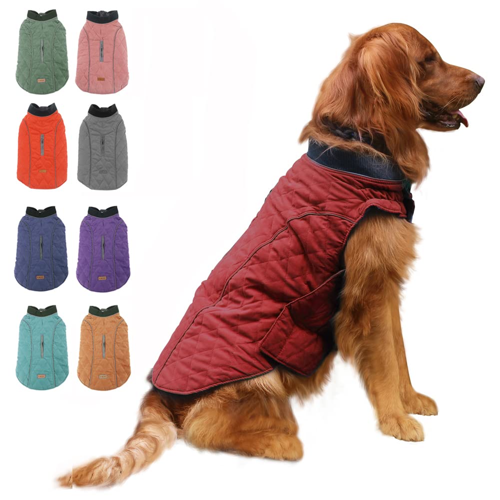EMUST Dog Winter Jackets - Warm & Waterproof Small/Medium/Large Dog Coat for French Bulldogs & Large Dogs | 7 Sizes & 13 Colors (X-Large, Red) | Perfect for Outdoor Winter Walks & Cold Weather Protection