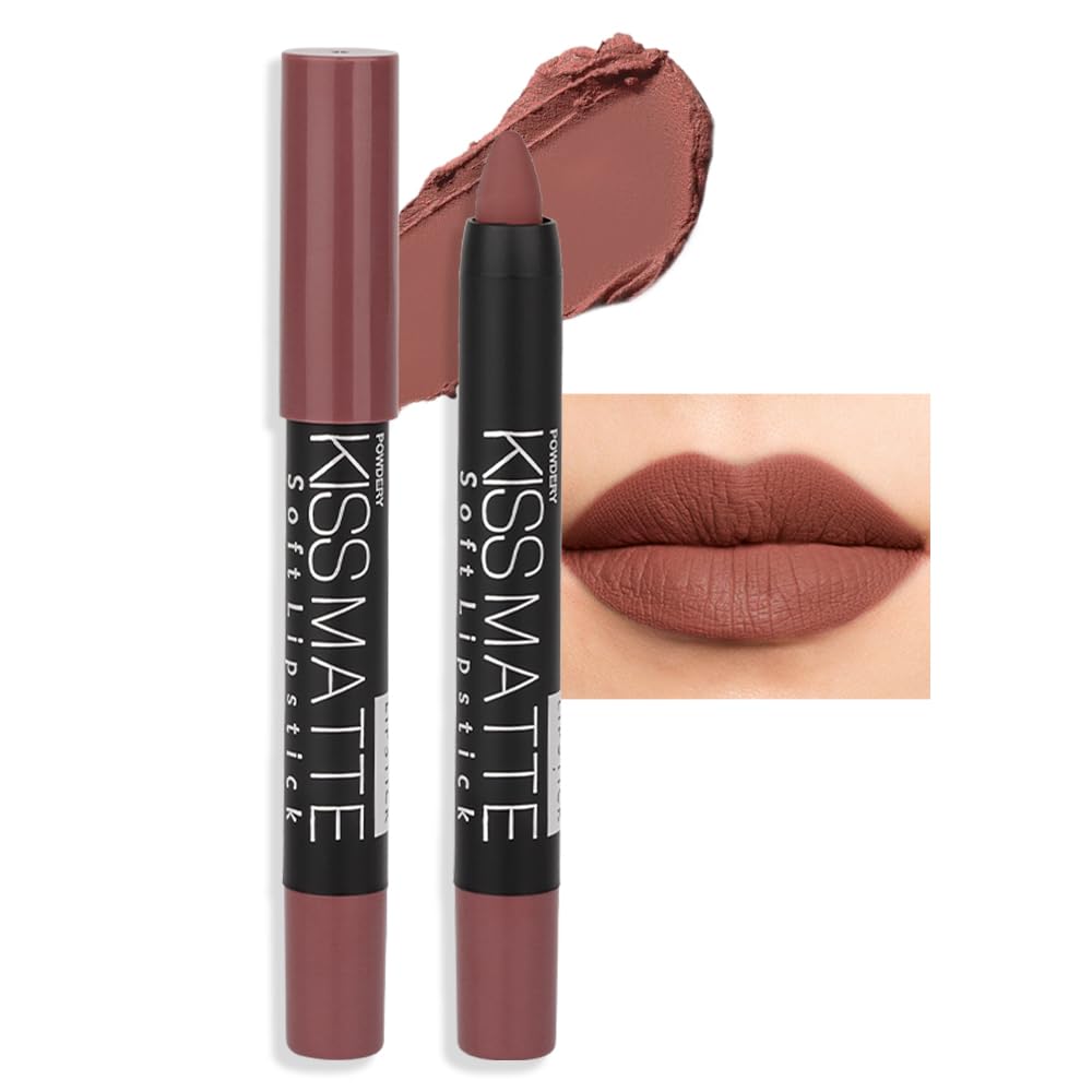 BINGBRUSH 12-Piece Matte Lipstick Set - Long Lasting, Waterproof Velvet Lip Crayon with Smooth Application (Shade 08) - Perfect for Daily Wear, Parties & Special Occasions