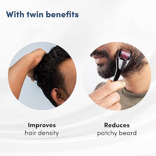 ADBERG Derma Roller 0.5mm 540 Titanium Needles - Professional Microneedling Roller for Beard & Hair Growth, Reduces Hair Loss, Stimulates Follicles, Repairs Damaged Hair - Men & Women - Perfect for Home Hair Care & Skin Rejuvenation