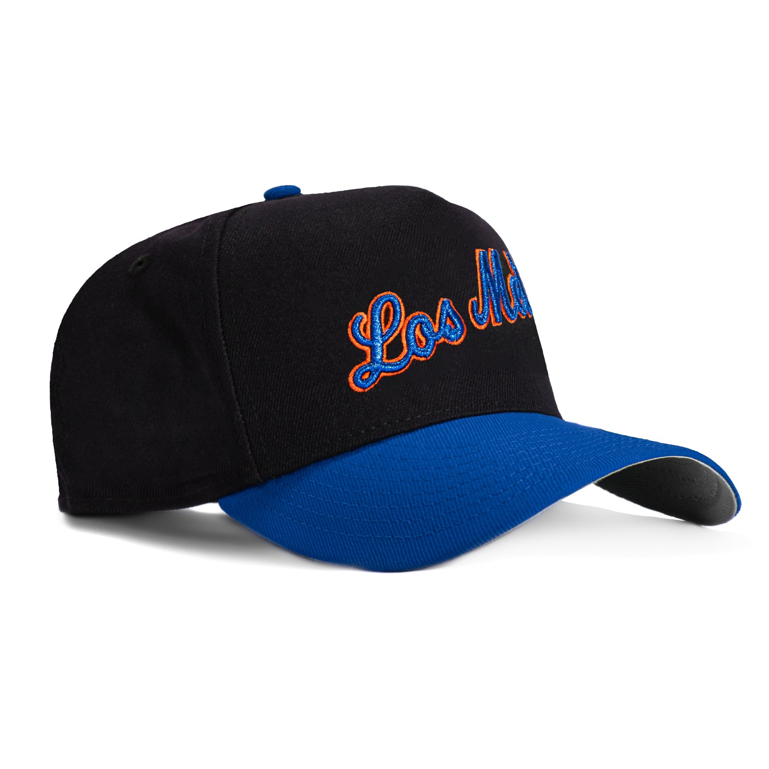 New York Mets Los Mets Snapback Hat by New Era - 9Forty A-Frame Adjustable Cap in Black & Royal Blue | Perfect for Baseball Games, Fan Gear, and Streetwear Fashion
