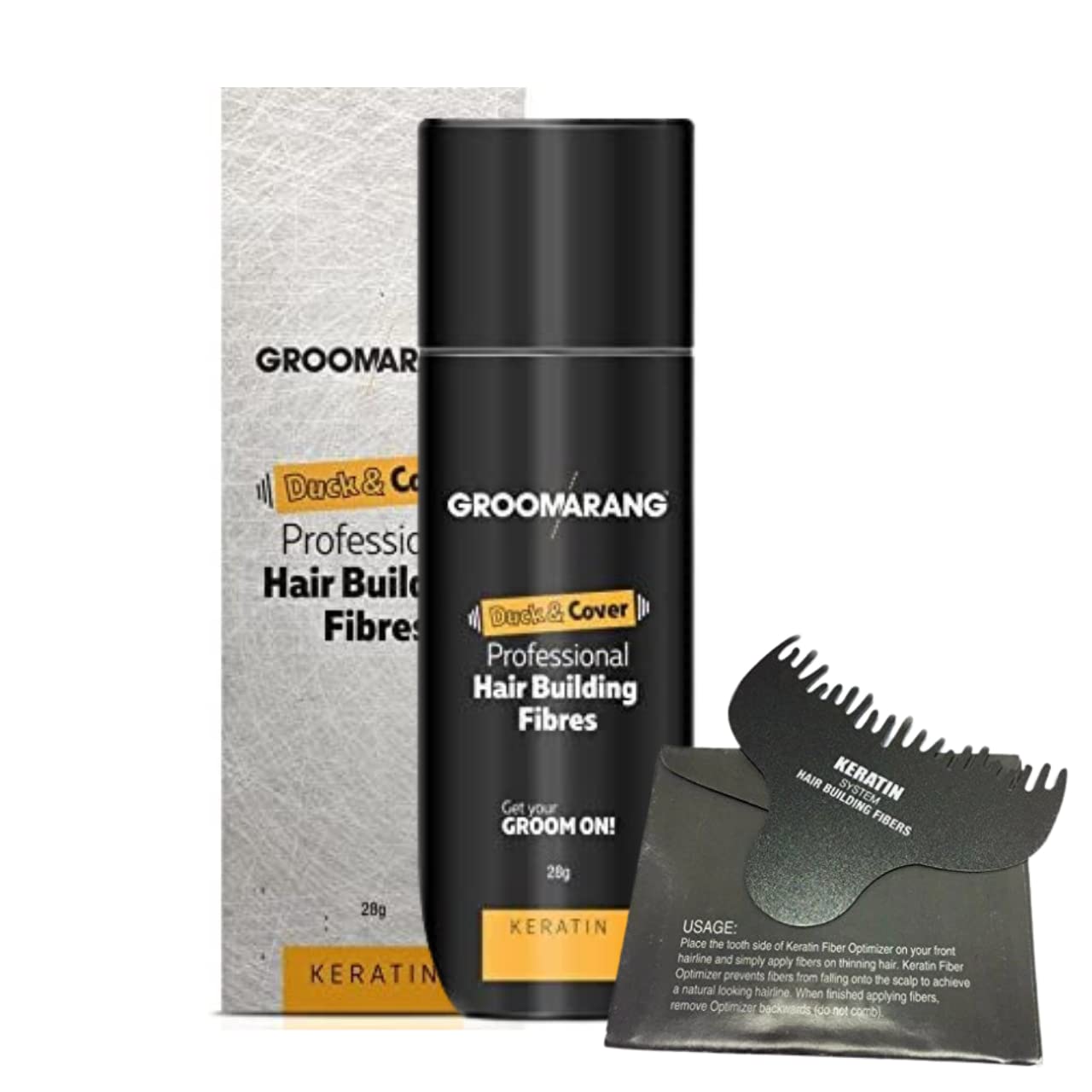 GROOMARANG Keratin Hair Building Fibres for Thinning Hair - Instantly Conceals Bald Spots & Thinning Areas - Fuller, Thicker Hair for Men & Women - 28g Medium Blonde Hair Fibers with Hairline Optimizer - Perfect for Daily Use, Special Occasions & Confidence Boosting Styling