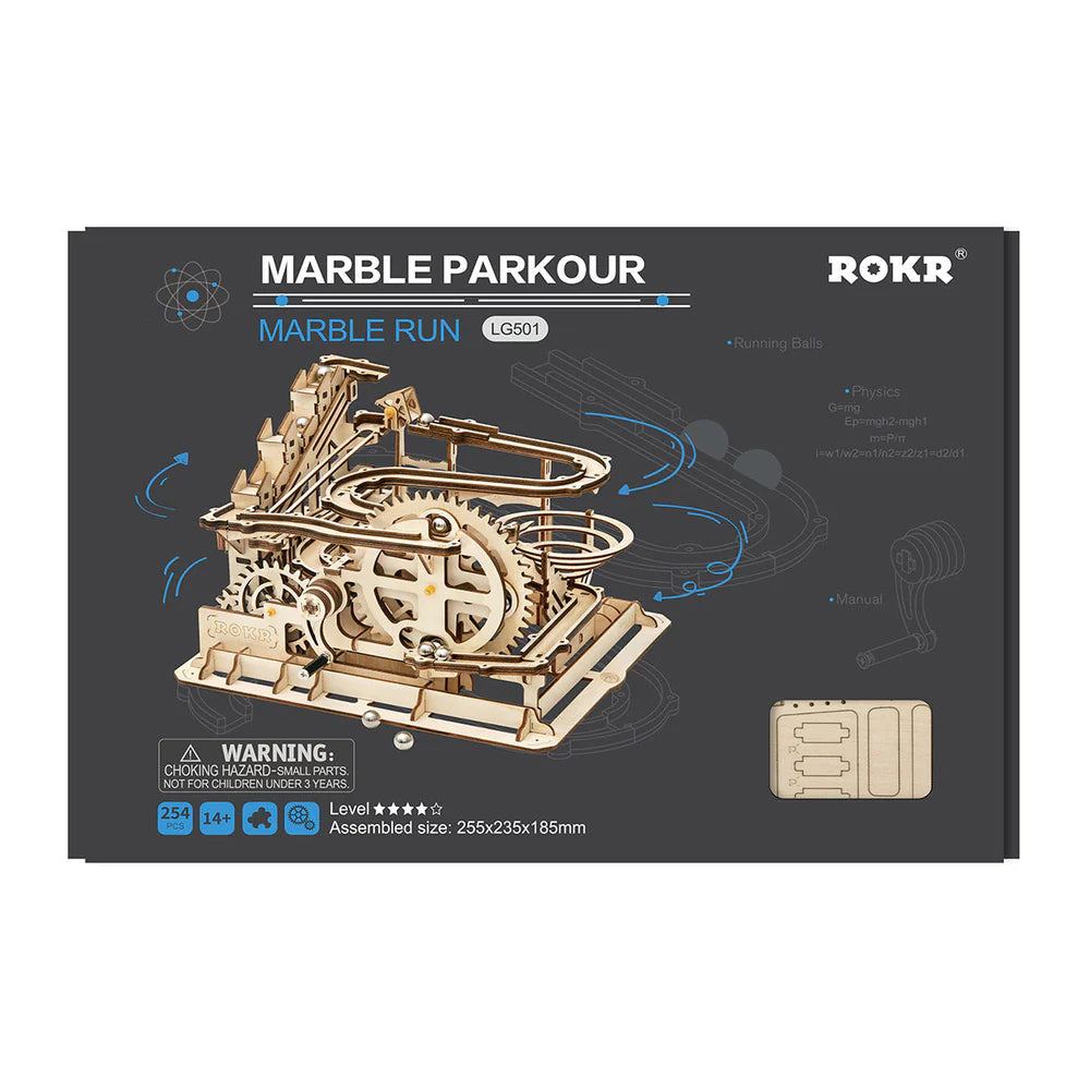 ROBOTIME Marble Run DIY Building Kit - STEM Educational Toy for Kids & Adults - Fun Wooden Puzzle Game for Family & Classroom Activities