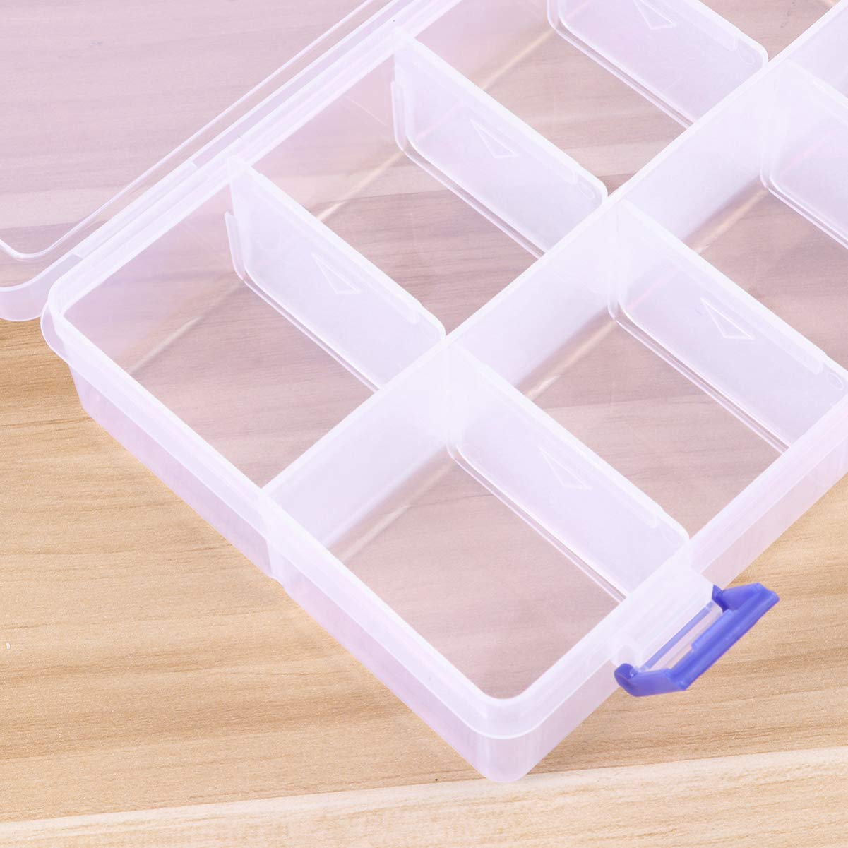 SEWACC 8 Grid Clear Plastic Storage Box with Adjustable Dividers - Portable Organizer for Jewelry, Beads, Earrings & Crafts | Perfect for Home, Office & Travel Organization