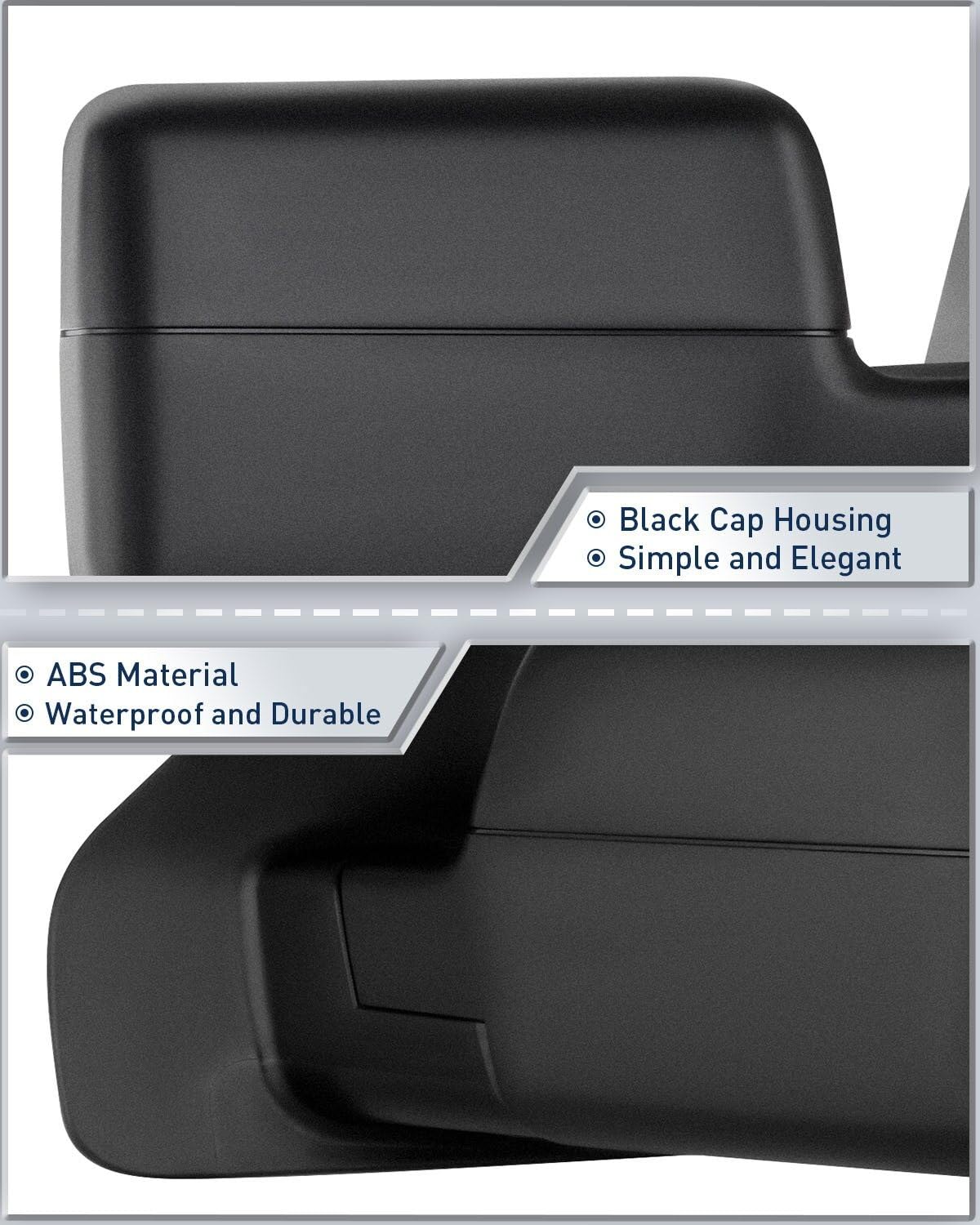 ECCPP Power Heated Towing Mirrors for 2004-2006 Ford F150 Pickup Truck - Black Housing with Turn Signal & Adjustable Left & Right Side Pair - Perfect for Heavy Loads & Winter Driving