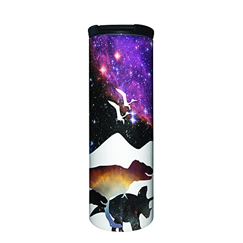 Dinosaur Space Scene 17 oz Tumbler with Lid, Stainless Steel, Vacuum Insulated with Slide Lock Lid, Leak Proof
