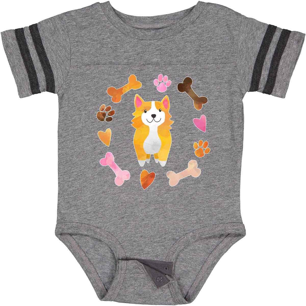 Inktastic Adorable Corgi Puppy Valentine's Day Baby Bodysuit - Heart & Bone Print Cute Dog Lover Outfit for Infants | Perfect for Valentine's Gifts, Photo Shoots & Family Occasions