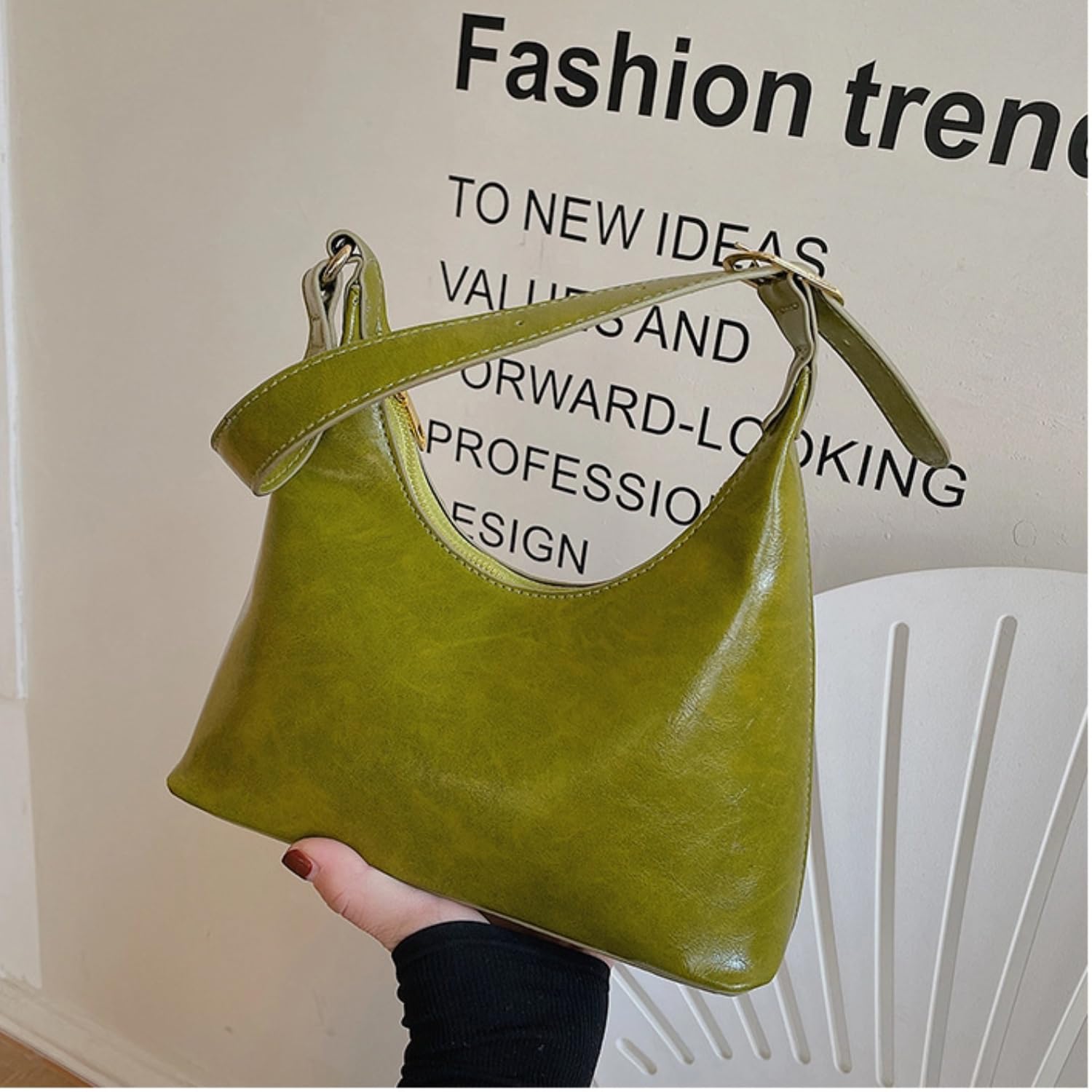 Trendy 2024 Women's Small Shoulder Purse - PU Leather Retro Crescent Clutch Handbag, Cute Everyday Hobo Bag for Work, Travel & Date Night
