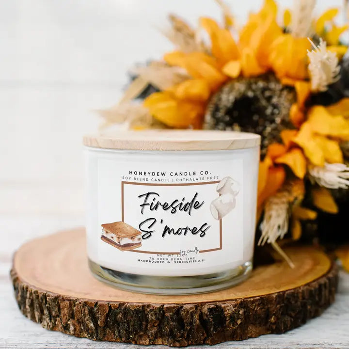Fireside S'mores 3-Wick Scented Candle 12oz - Cozy Home Decor for Fall Evenings, Romantic Dates & Relaxing Bath Time