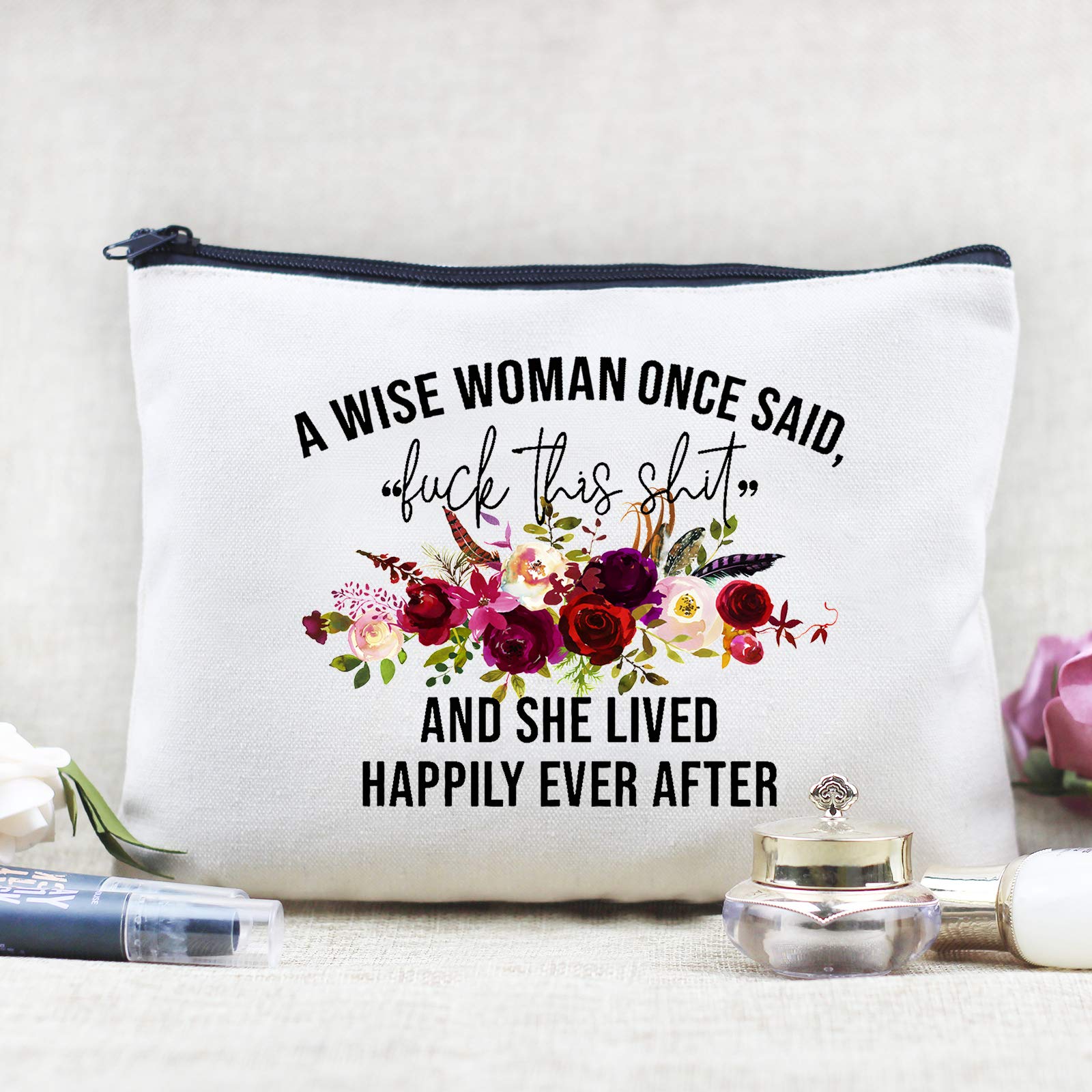 Funny Canvas Cosmetic Bag for Women - Cute Travel Makeup Pouch, Waterproof Toiletry Organizer, Perfect Birthday Gift for Friends | Great for Travel, Gym & Daily Use (Style-C)