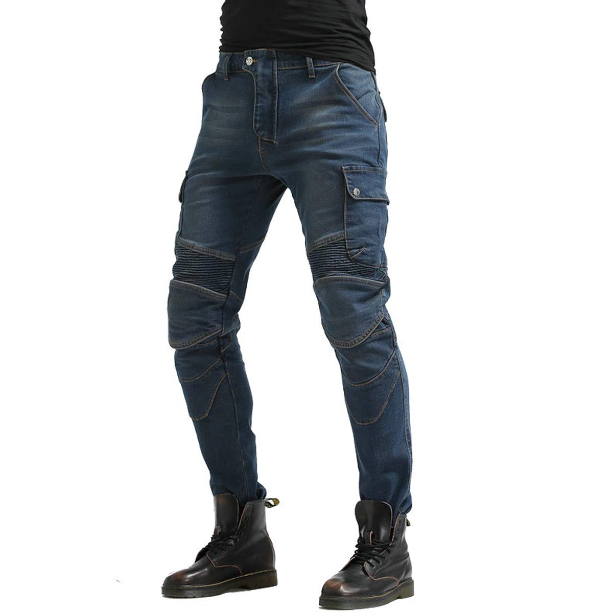 Men's Motorcycle Riding Jeans - CE Level 1 Armored Biker Pants with 4X Reinforced Knee & Hip Protection - Durable Denim for Safe Street & Adventure Riding