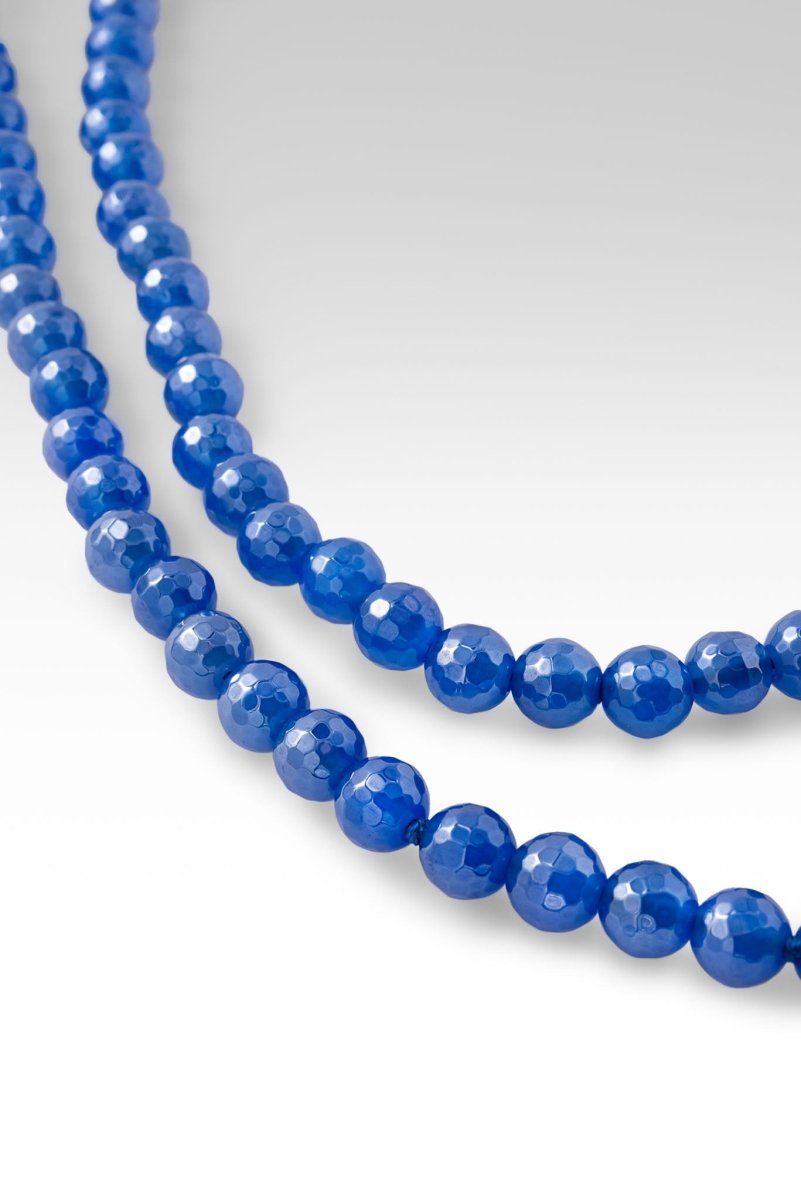 Celestial Blue Agate Beaded Necklace - Natural Stone Jewelry for Women | Boho Chic Spiritual Healing Crystal Necklace | Perfect for Meditation, Yoga & Everyday Wear