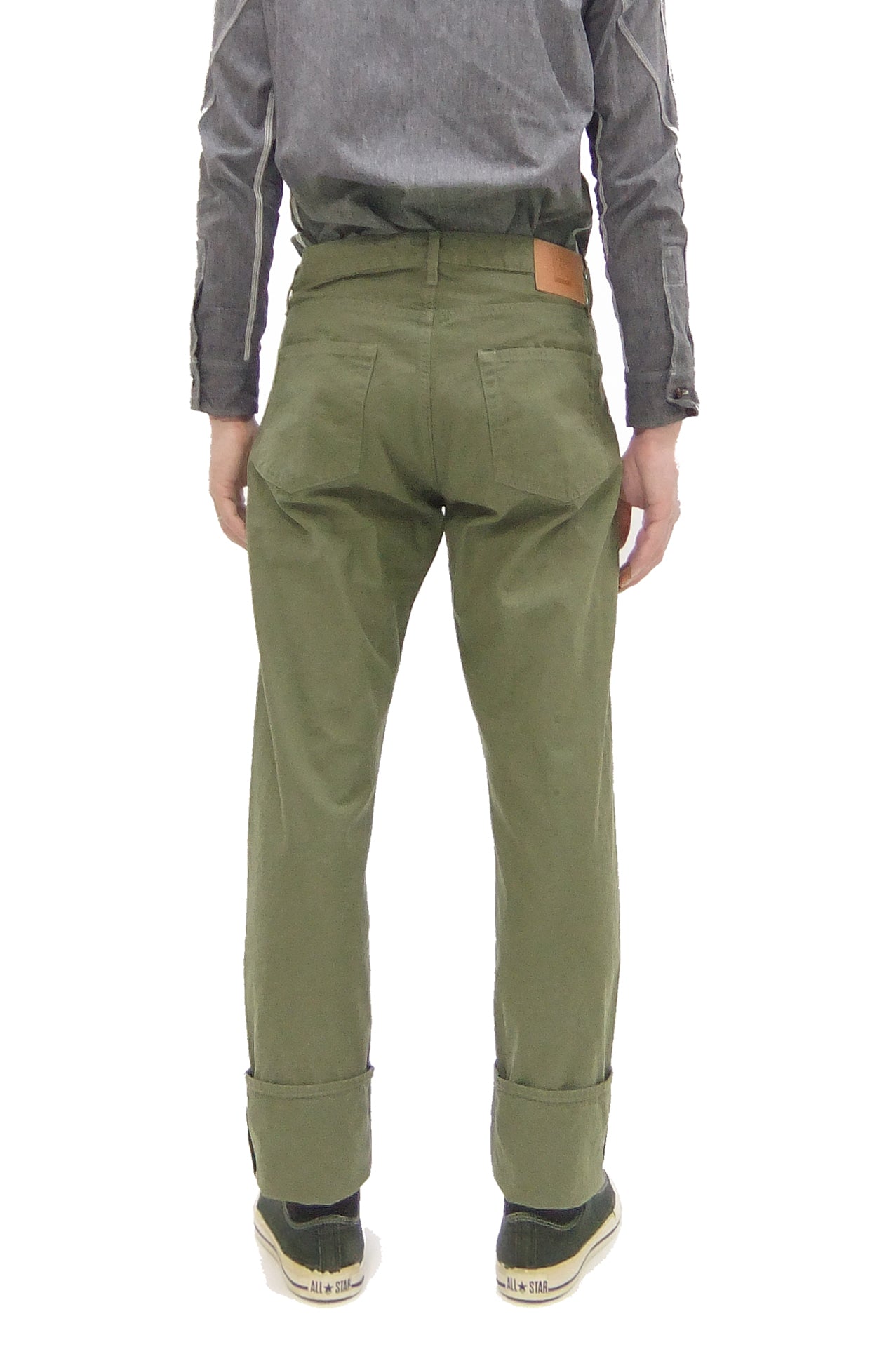 Japan Blue Jeans Men's Casual Pants - Sulfur Dyed Straight Leg Olive Trousers with Zip Fly (JBPT1410) | One Wash Denim for Everyday Wear & Street Style