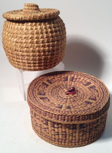 Handwoven Antique Indian Baskets - Traditional Home Decor & Storage for Boho, Farmhouse, or Rustic Interiors