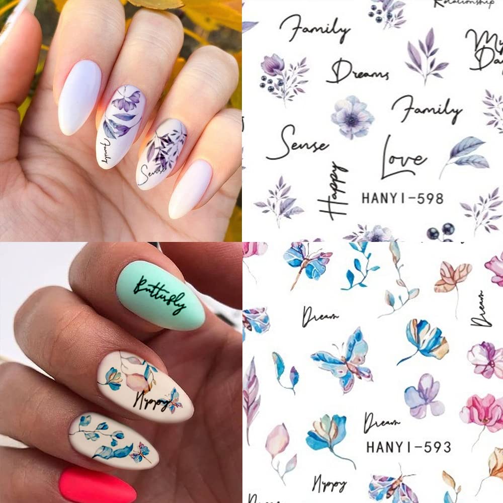 Zepitniy 3D Flower Nail Stickers - 8 Sheets Self-Adhesive Nail Art Decorations for Women & Girls | Perfect for DIY Manicures, Parties & Special Occasions